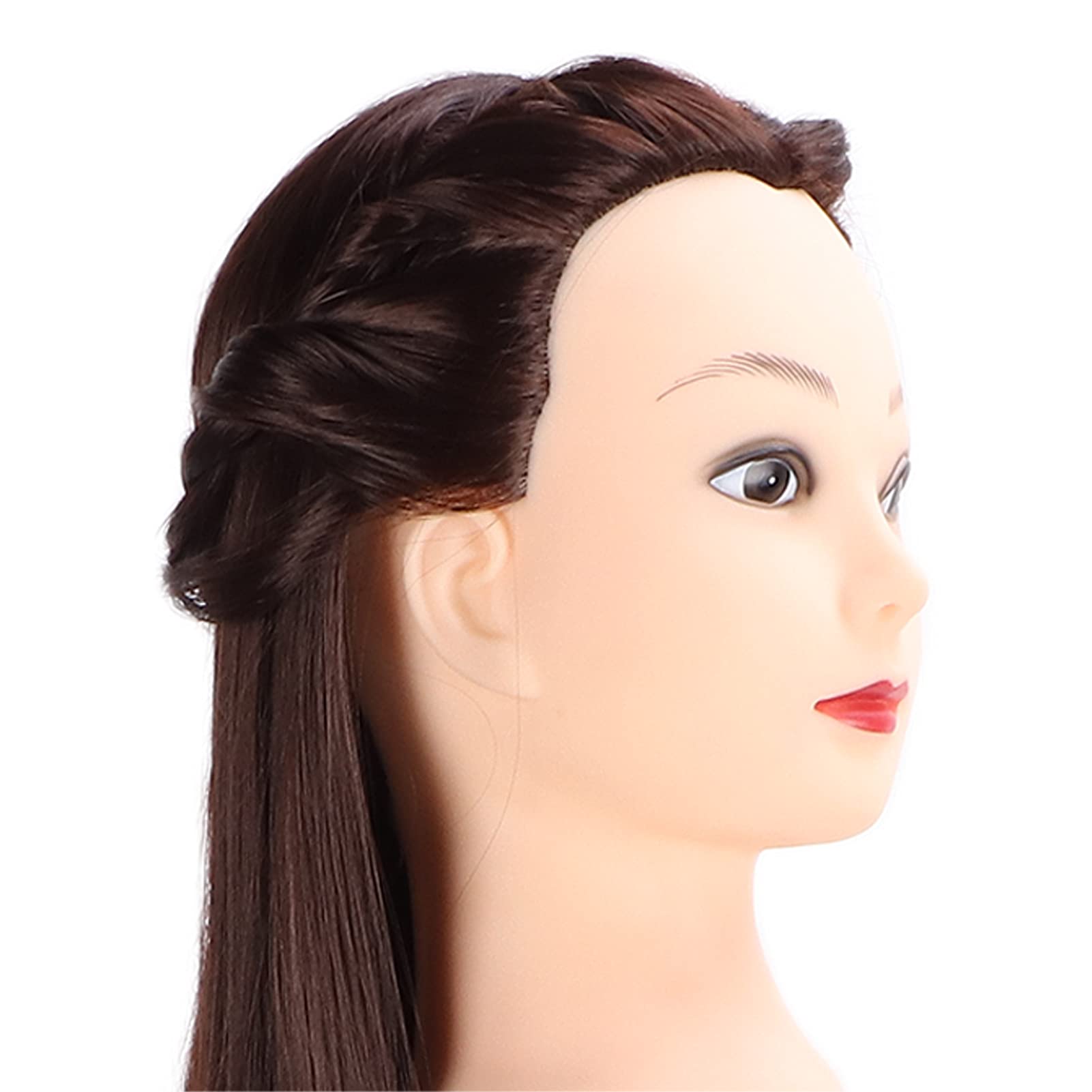 Professional Dark Brown Hair Mannequin Head for Styling, Cutting & Bleaching - Ideal for Beauty Schools & Hair Salons - Perfect for Training, Practice & Hair Color Techniques
