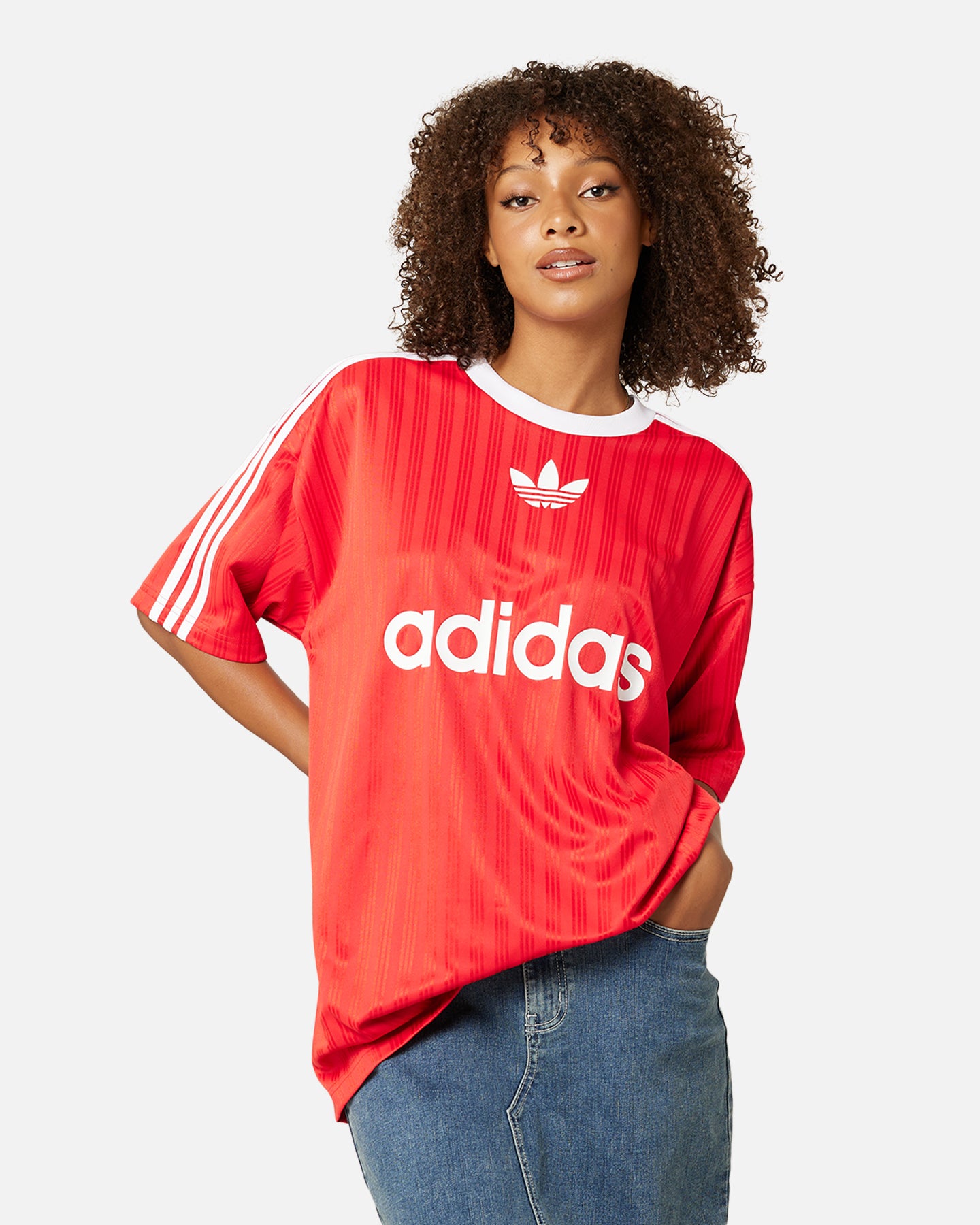Adidas Adicolor T-Shirt for Men - Better Scarlet & White Cotton Casual Tee for Sports, Gym, and Everyday Wear