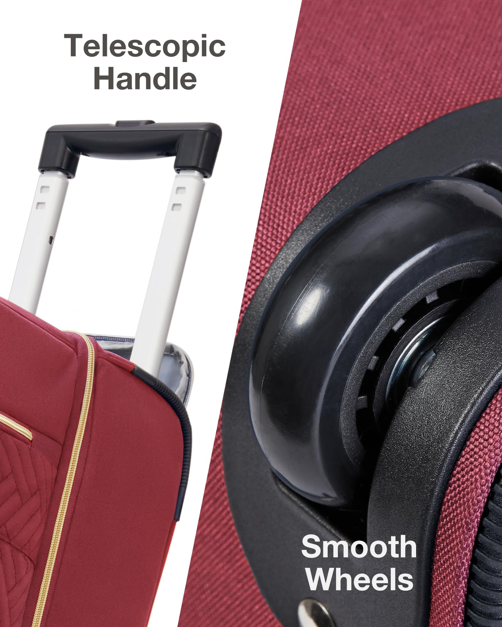 BAGSMART 45L Rolling Duffle Bag with Wheels - Large Carry-on Luggage with Shoe Compartment | Water-Resistant Travel Duffel for Business Trips, Weekend Getaways & Gym (Red) - Perfect for Air Travel, Road Trips & Sports Equipment Storage