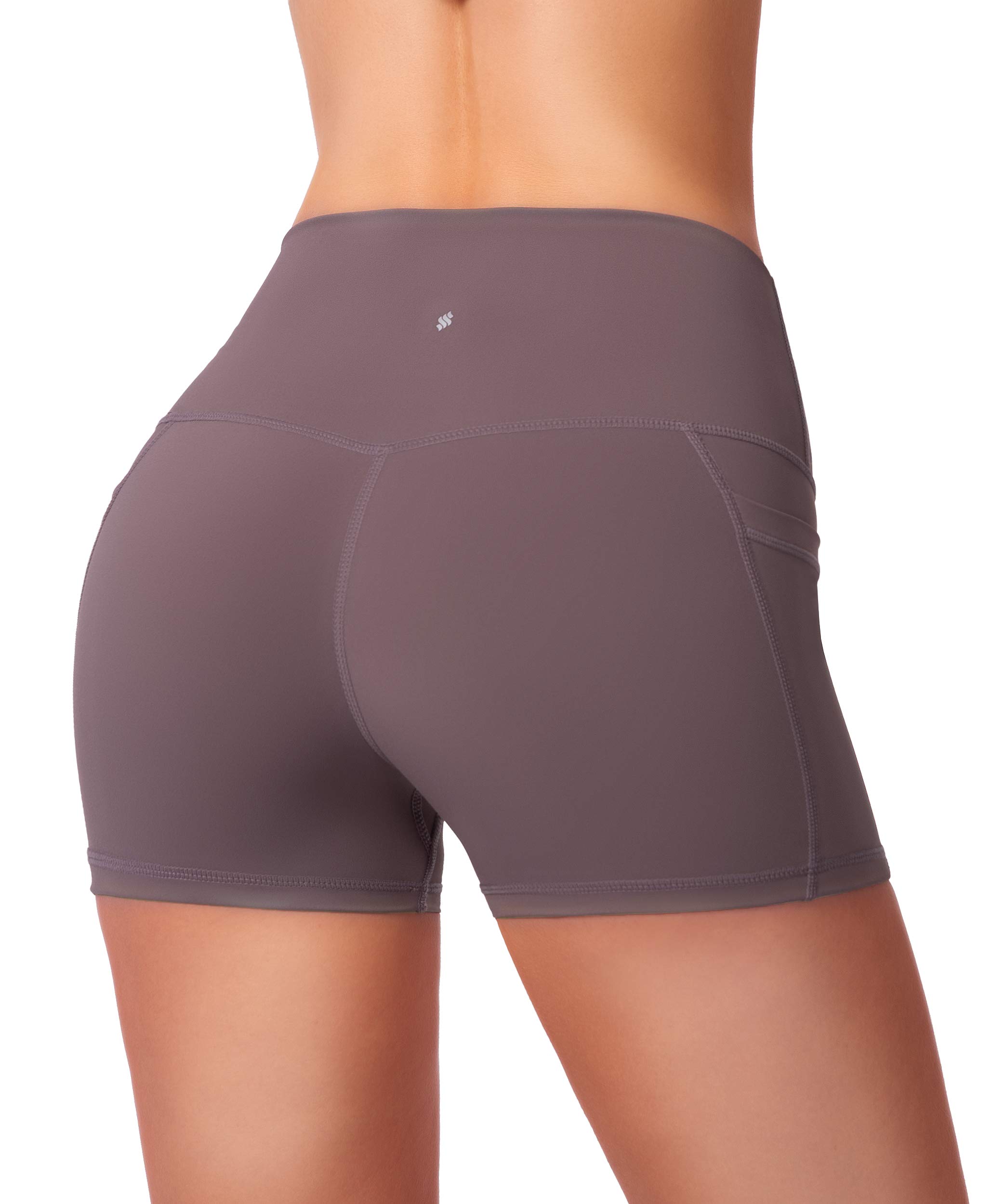 Women's High Waist Yoga Shorts with Side Pockets - Tummy Control Workout Shorts for Running, Gym & Cycling - 8
