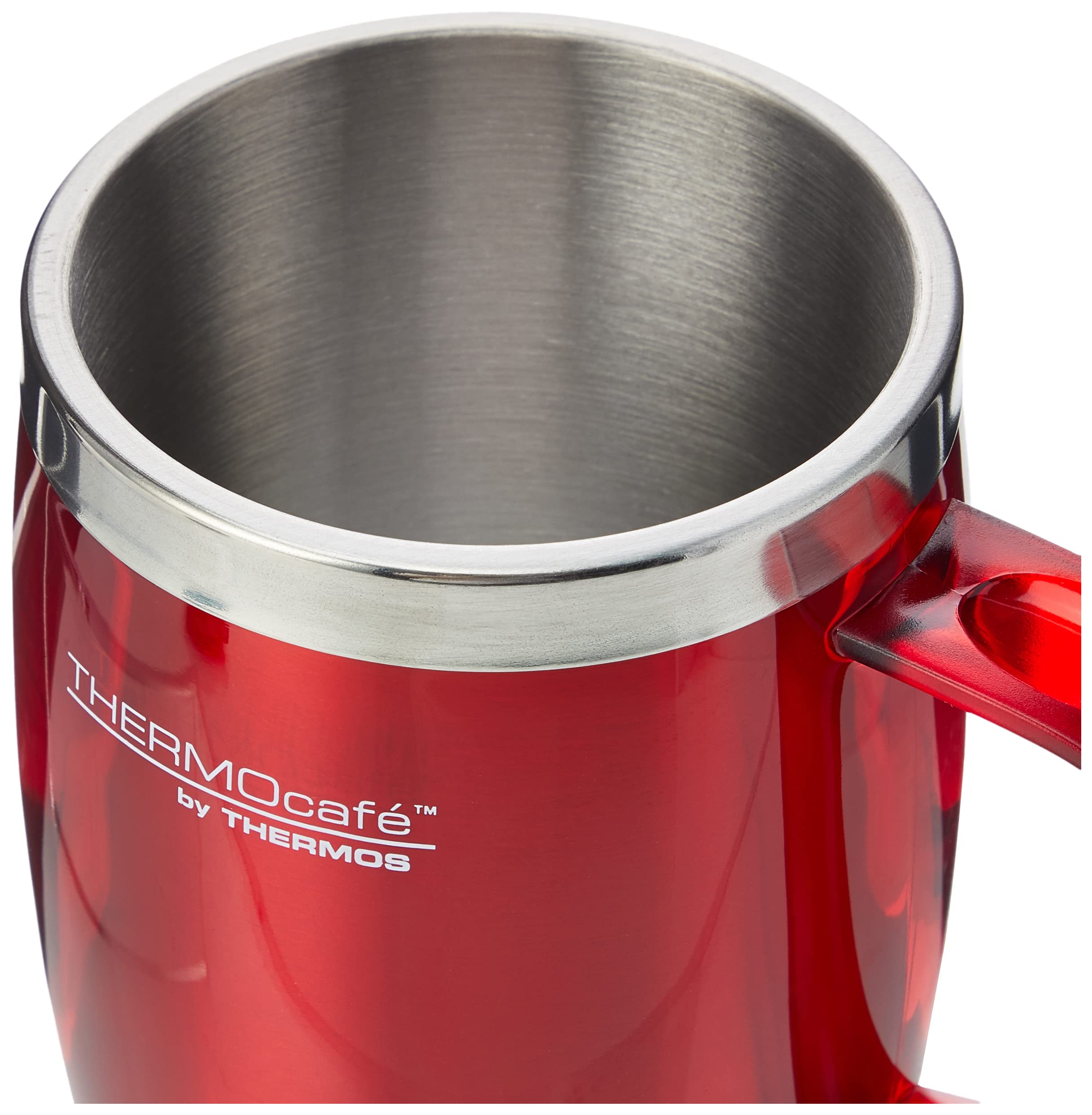 Thermos Thermocafe Stainless Steel Vacuum Insulated Coffee Mug - 15 oz (450ml) Red, Keeps Hot/Cold for Hours - Perfect for Office, Home & Travel Use