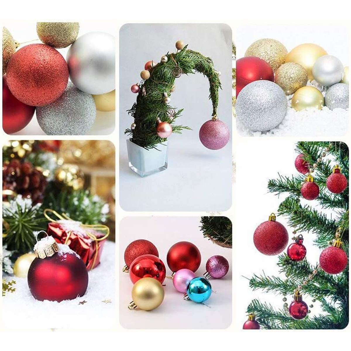 Festive Christmas Tree Ornaments - 36 Pack Red Hanging Balls (4cm/1.5
