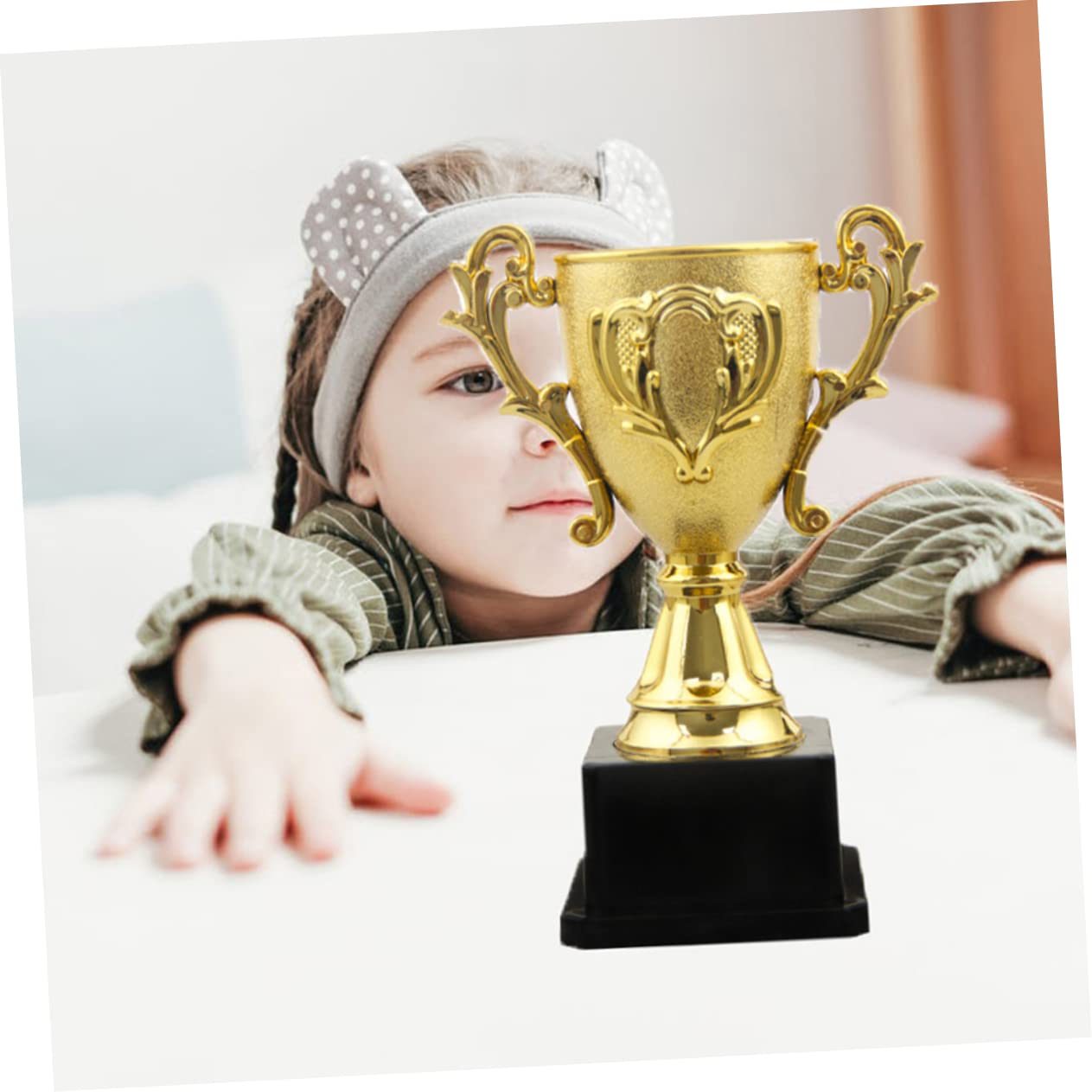 HLUONGTN 2 Pack Soccer Trophy Awards - Gold Plastic Football Trophies for Kids Sports, Team Party Decorations, Desk Display & Home Decor - Perfect for Soccer Tournaments, Birthday Gifts & School Awards