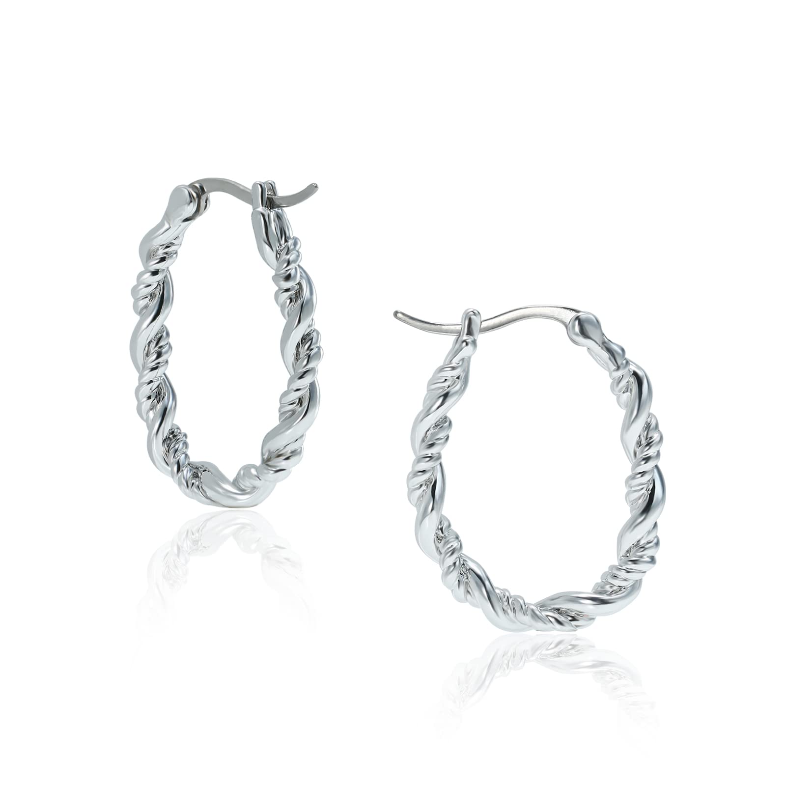 Stylish Titanium Hoop Earrings for Women & Men - Lightweight, Hypoallergenic Round & Oval Boho Earrings with Filigree, Beaded, Chain & Twist Designs - White Gold Plated Fashion Jewelry for Sensitive Ears | Perfect for Everyday Wear, Parties & Gift Giving