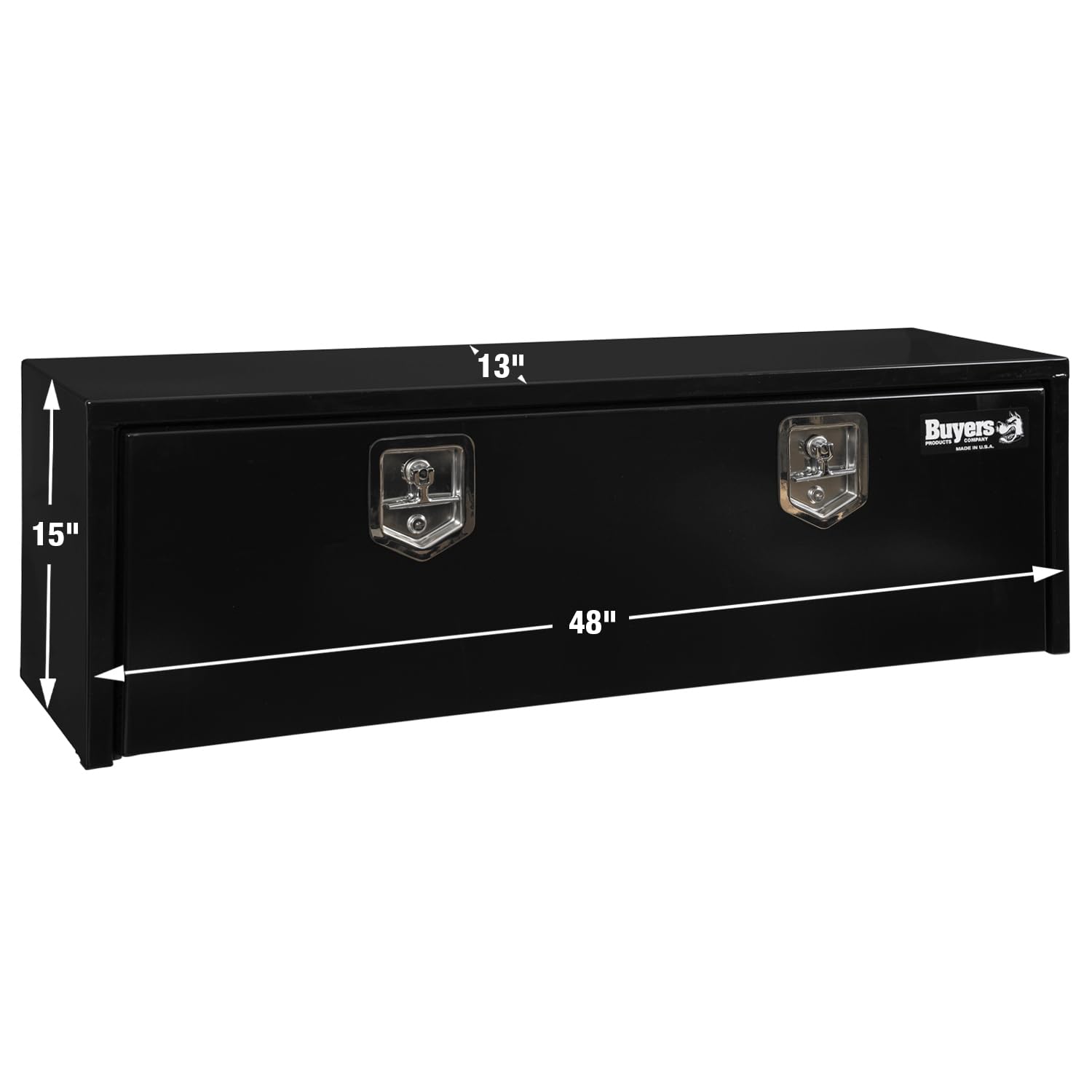 Buyers Products 1703328 Black Steel Underbody Truck Tool Box with Lockable T-Handle Latch - 15x13x48 Inch Heavy Duty Storage Chest | Made in USA | Perfect for Truck Bed Organization & Secure Tool Storage