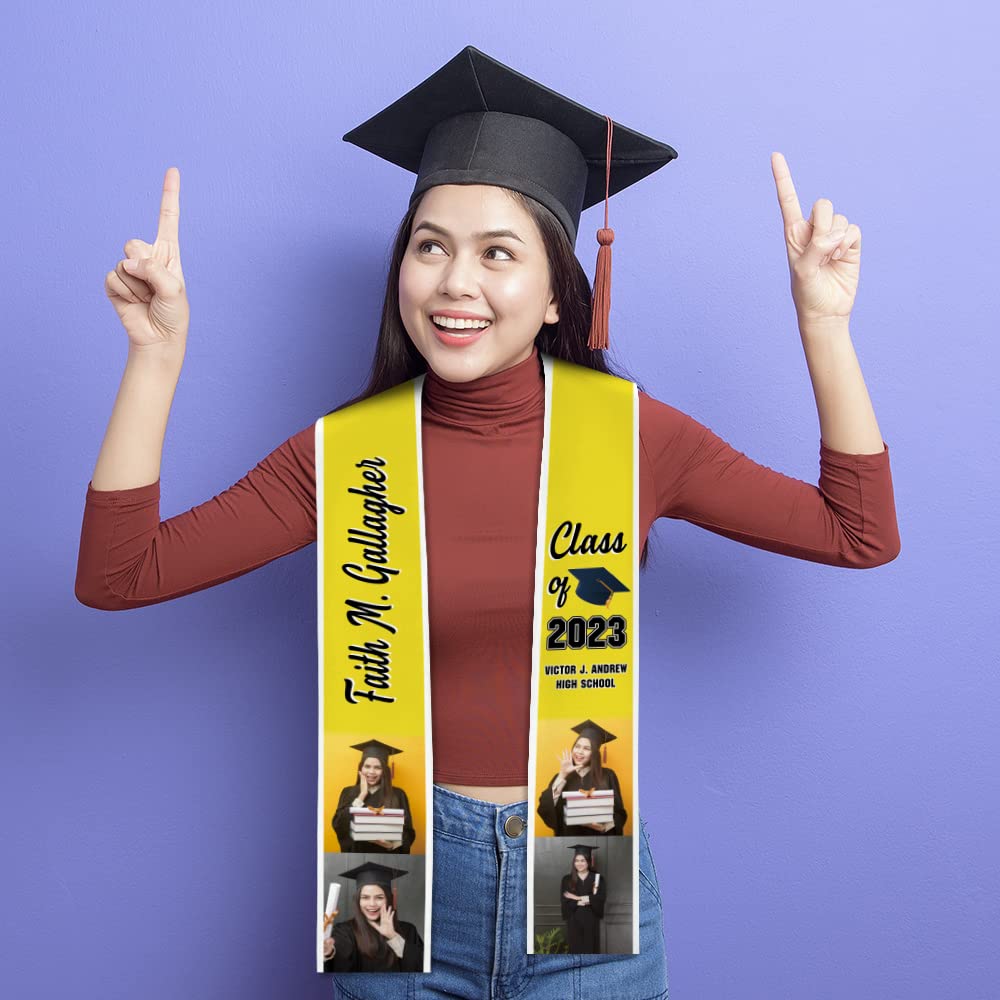 Custom Graduation Stoles for Class of 2025 - Personalized Graduation Gifts with American & Mexican Flags - Perfect for High School & College Commencement Ceremonies