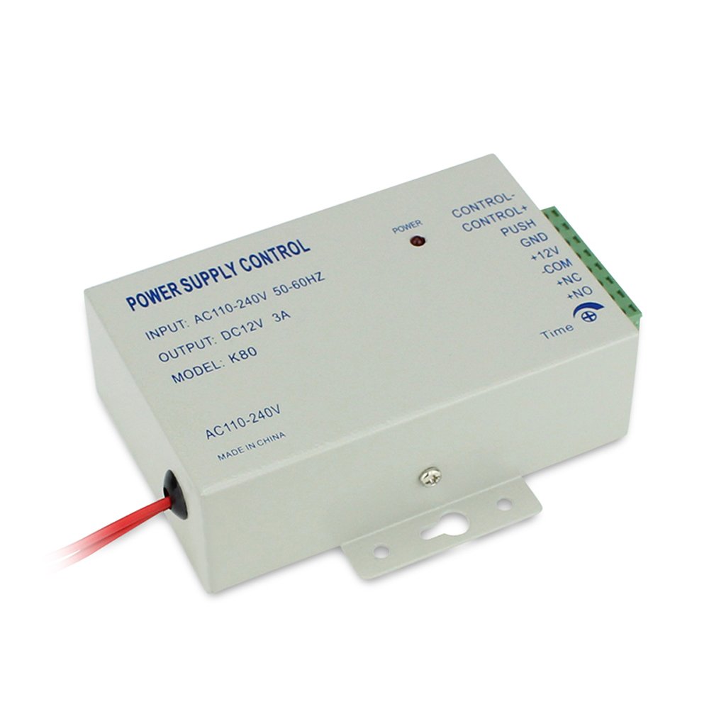 MENGQI-CONTROL Professional Power Supply Unit for Door Access Control System - 110~240V AC Input to 12V/3A DC Output - Ideal for Office Buildings, Smart Homes & Security Systems