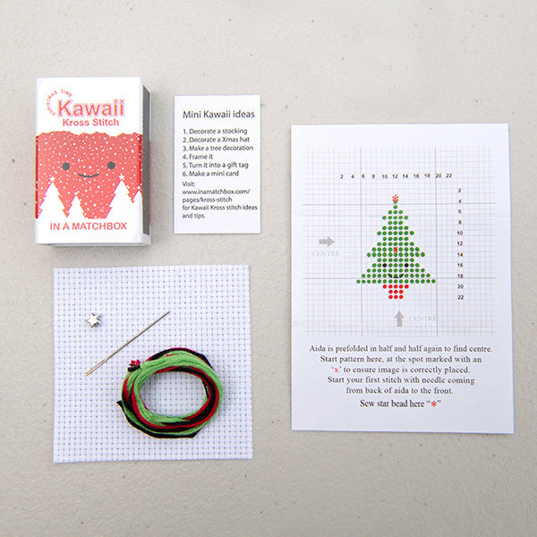 Mini Matchbox Cross Stitch Kit - DIY Christmas Tree Ornament Craft Set for Holiday Decorations | Perfect for Home, Gift, and Party Decoration