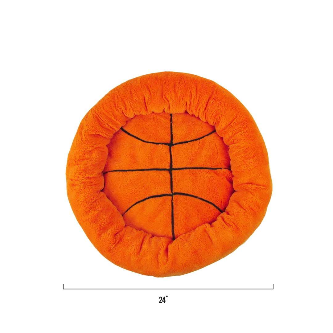 TONBO Soft Plush Small Cute Cozy Basketball Pet Bed for Dogs & Cats - Washable & Dryer Safe - Perfect for Puppy Beds, Kitty Naps & Pet Lounging