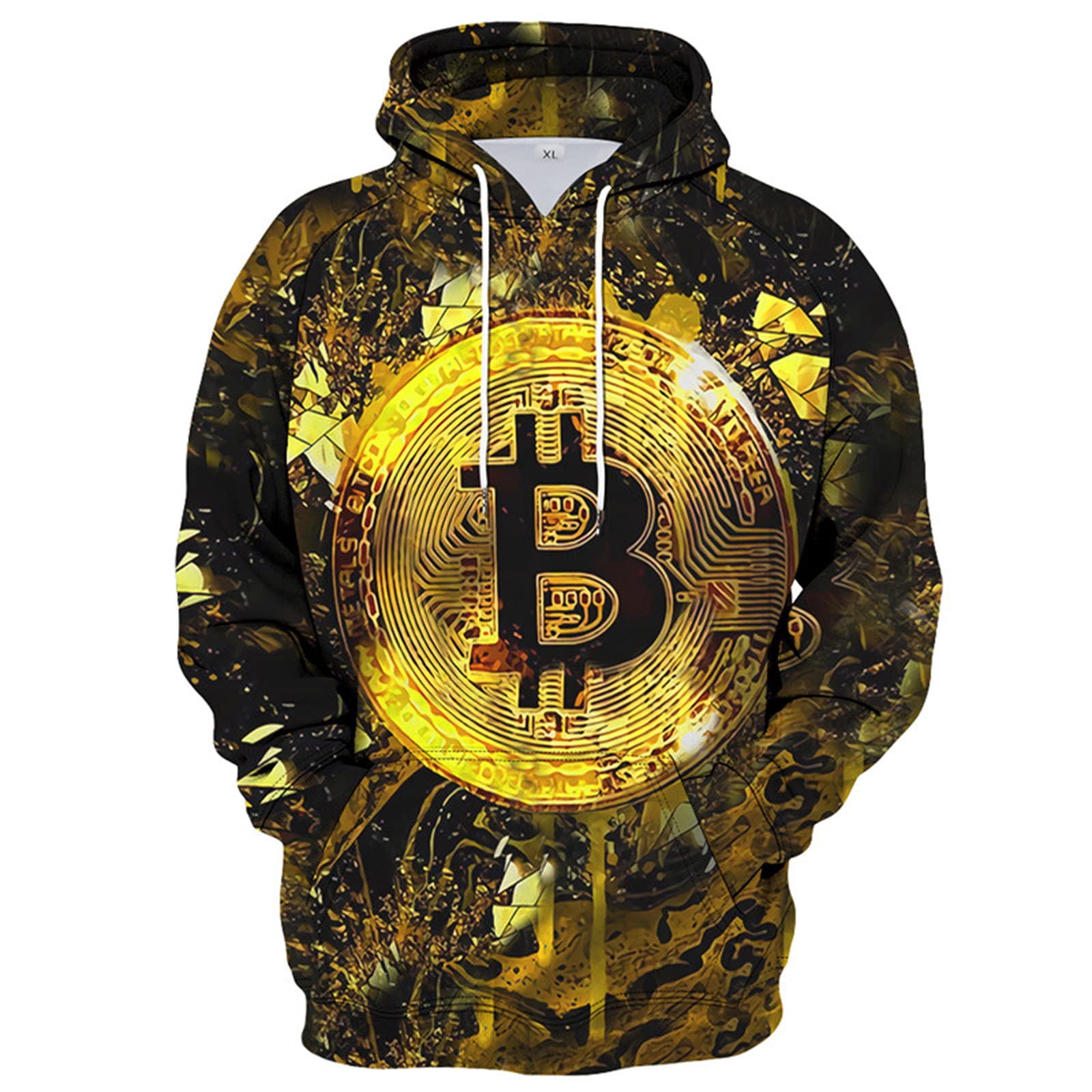 SSBZYES Men's Bitcoin Hooded Sweater Jacket - Casual Stitching Hoodie for Men | Perfect for Streetwear, Crypto Enthusiasts & Everyday Comfort
