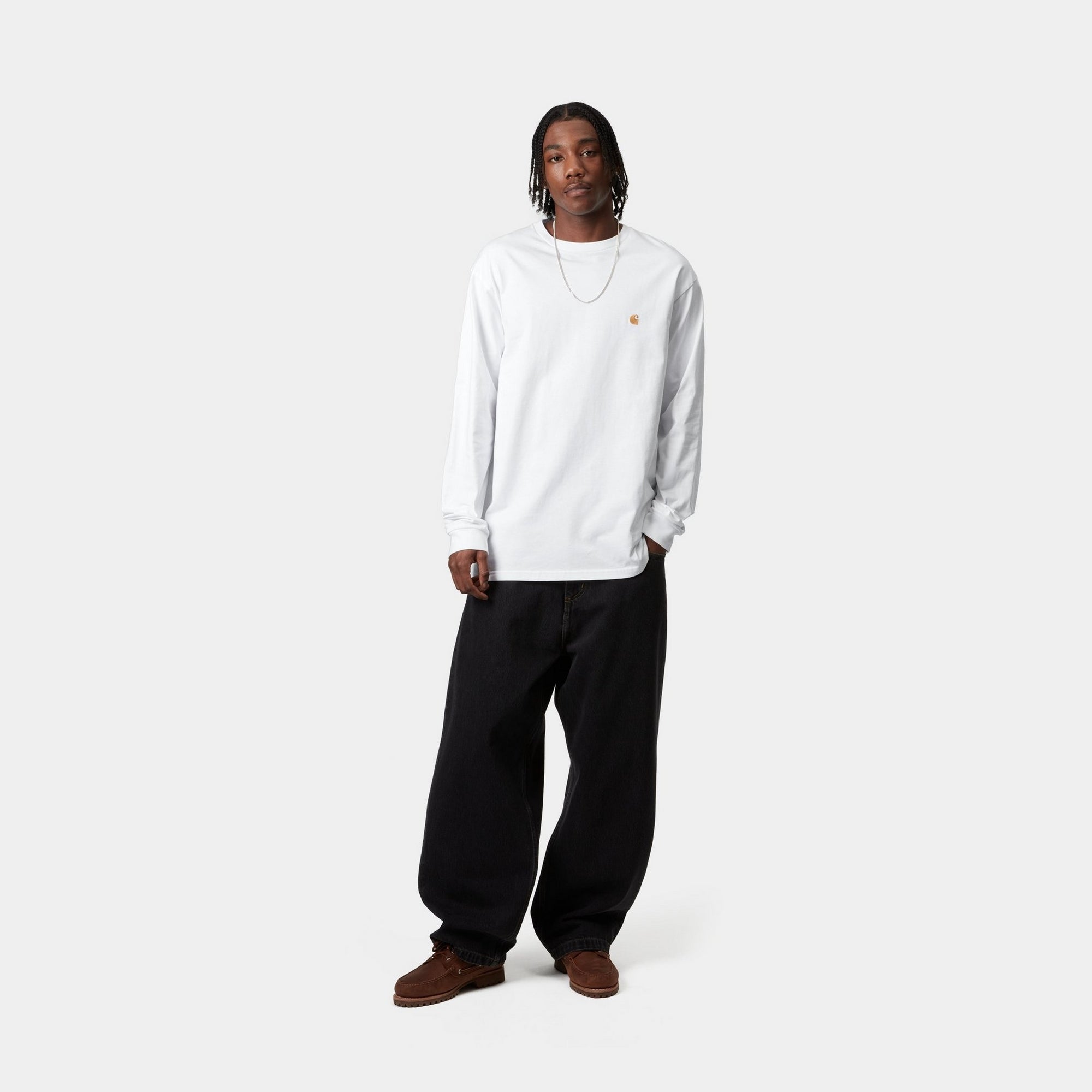 Chase Long Sleeve T-Shirt for Men & Women | Soft Cotton Crewneck Shirt in White | Perfect for Casual Wear, Layering & Everyday Outfits