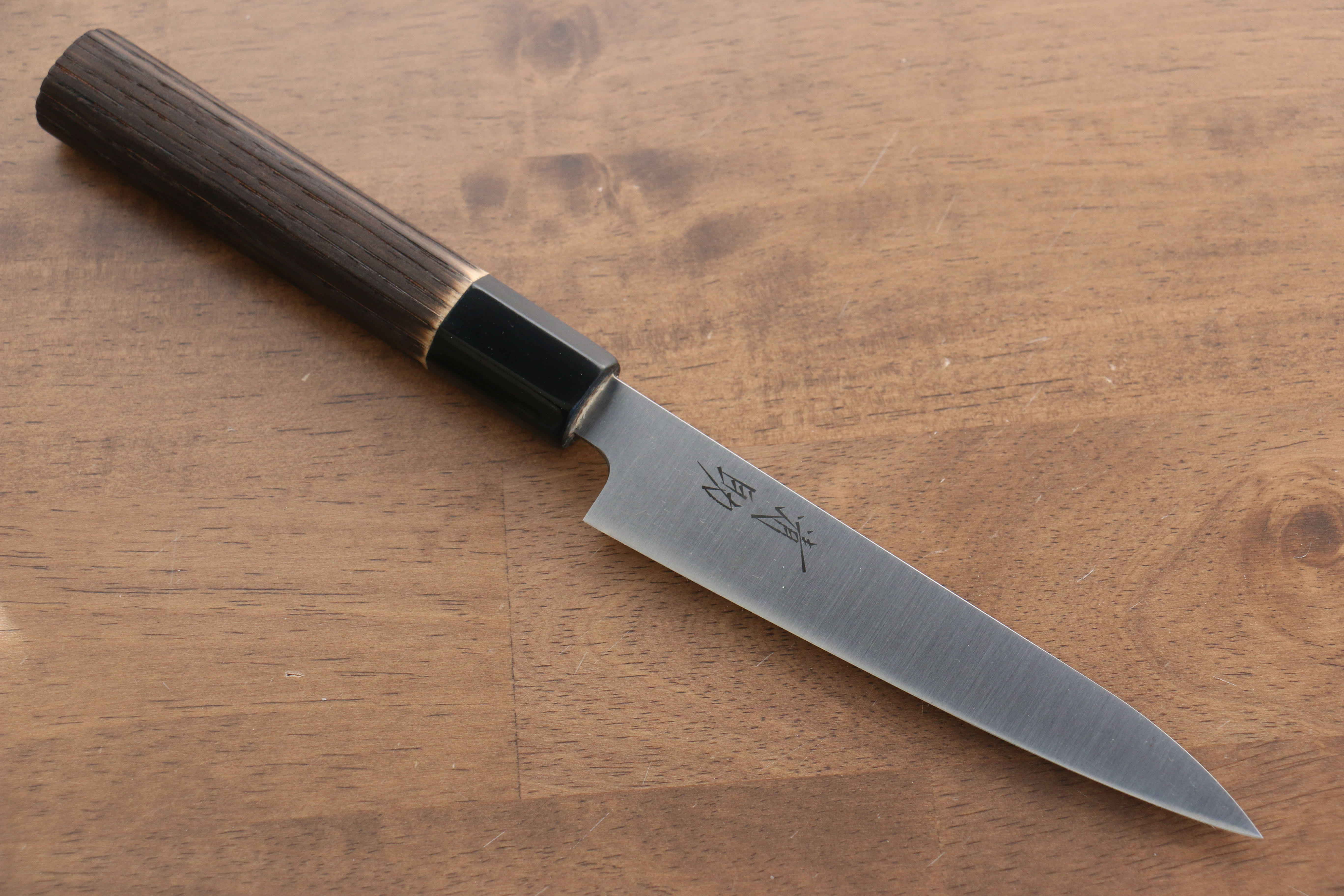 Premium Seisuke Swedish Steel Petty Utility Knife 150mm - High-Carbon Stainless Steel Blade with Burned Chestnut Handle - Perfect for Slicing, Peeling & Precision Kitchen Tasks