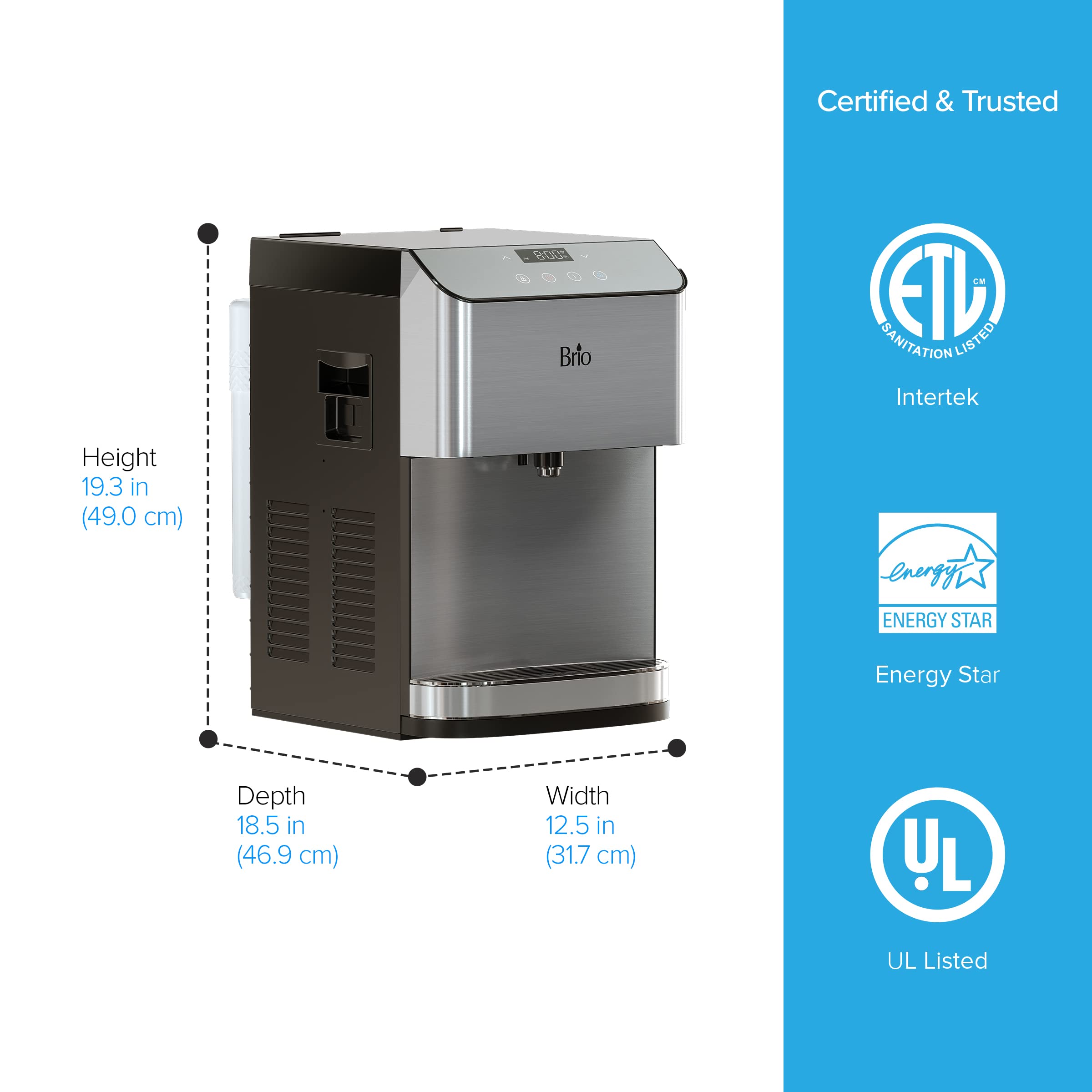 Brio 700 Series Moderna 3-Stage Touchless Countertop Bottleless Water Cooler Dispenser - Hot, Cold & Room Temperature - Perfect for Home, Office & Kitchen Use