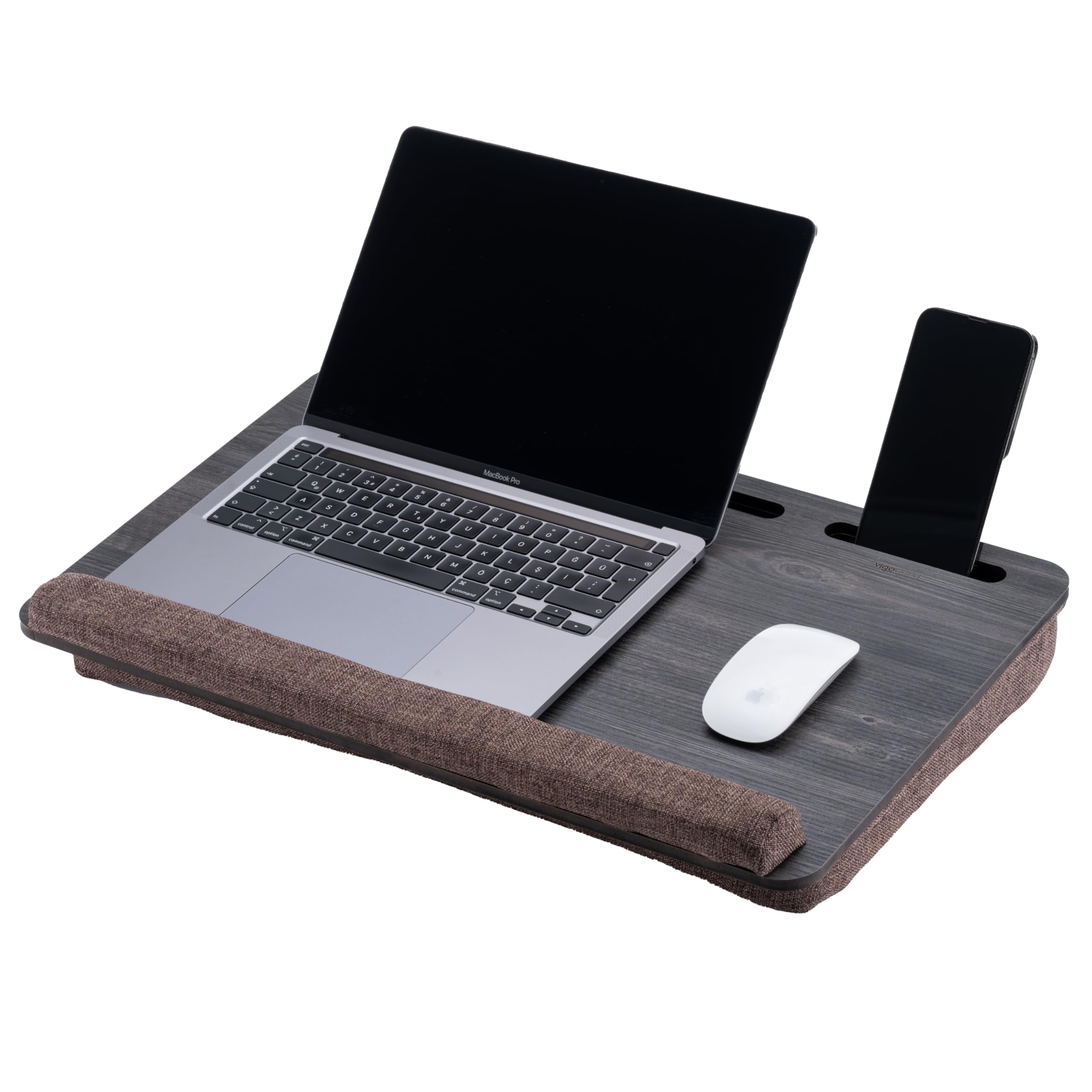 Ergonomic Adjustable Wooden Laptop Stand for Desk with Cushion - Height Adjustable Laptop Riser for 17.3