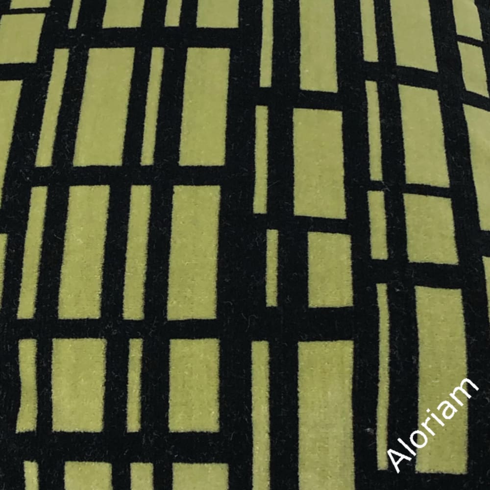 Brunschwig & Fils Black Chartreuse Gridlock Velvet Pillow Cover - Luxurious Decorative Throw Pillow Case for Sofa, Bed & Home Decor (Fabric Also Sold by the Yard)