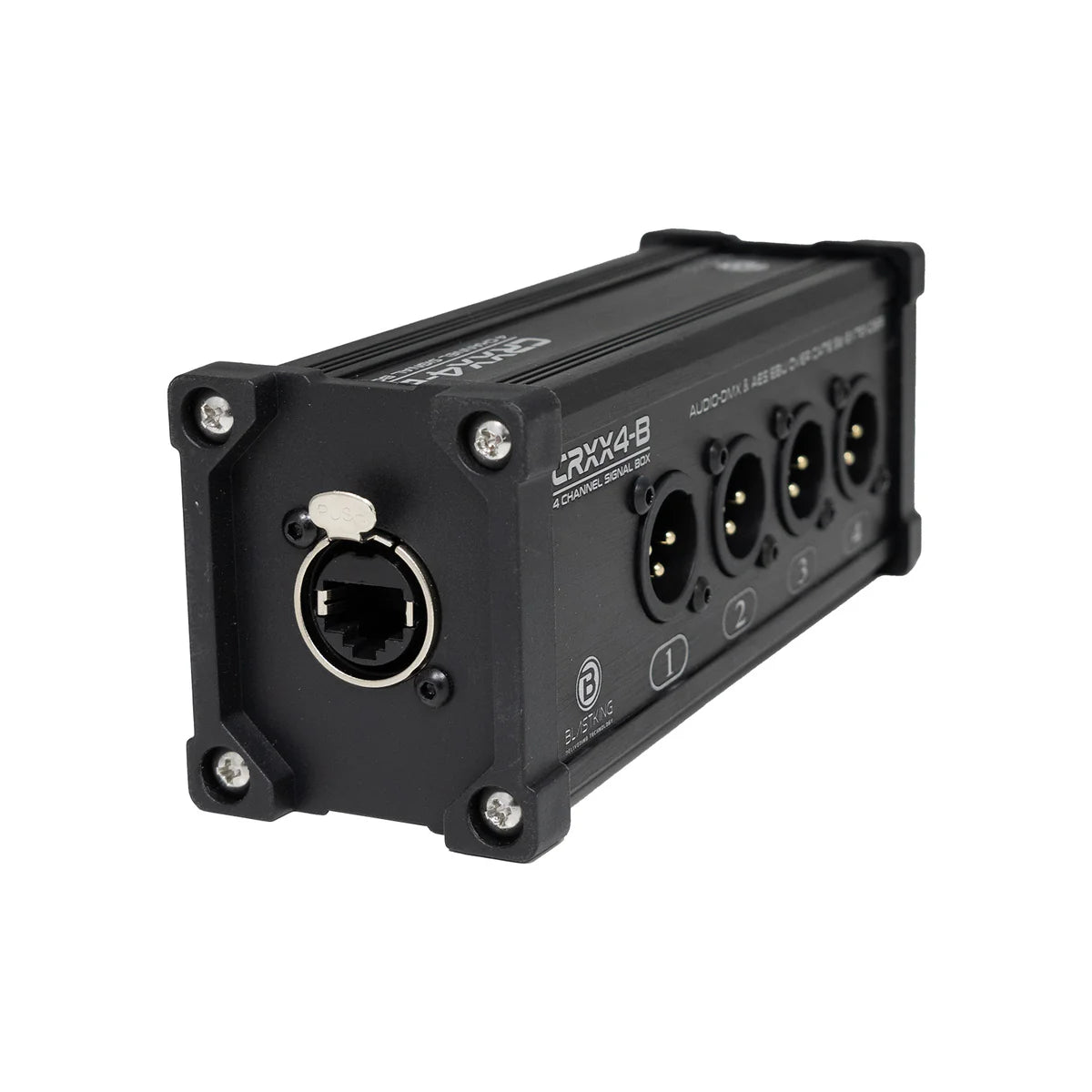 Blastking CRXX4 B 4 Channel XLR Male Receiver Box - Professional Audio DMX Extender over CAT6/5e Cable for Live Sound, Stage Lighting & Studio Equipment