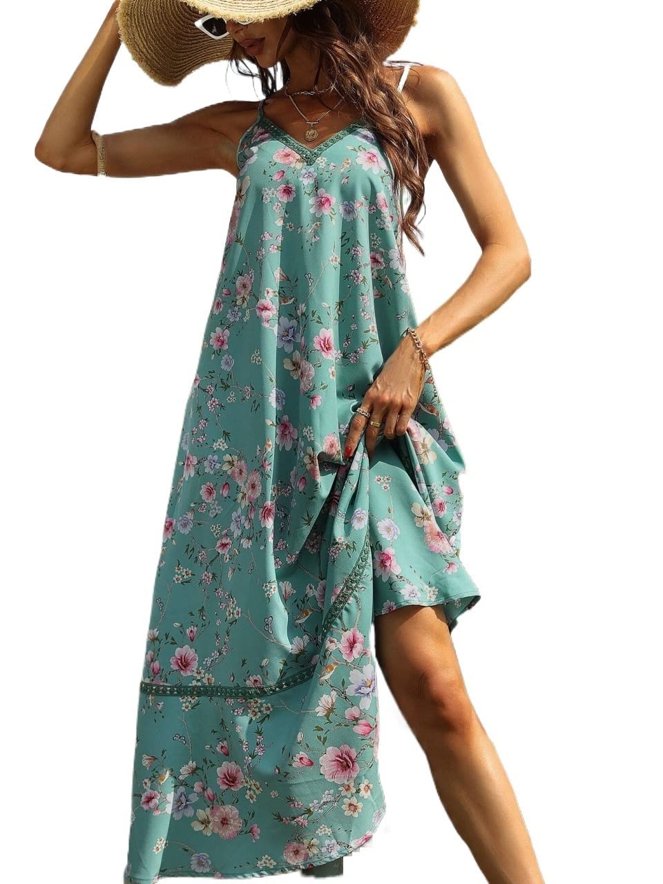 Floral Print Cami Summer Dresses for Women 2022 - Lightweight Sleeveless Sundress for Beach, Vacation & Casual Outings