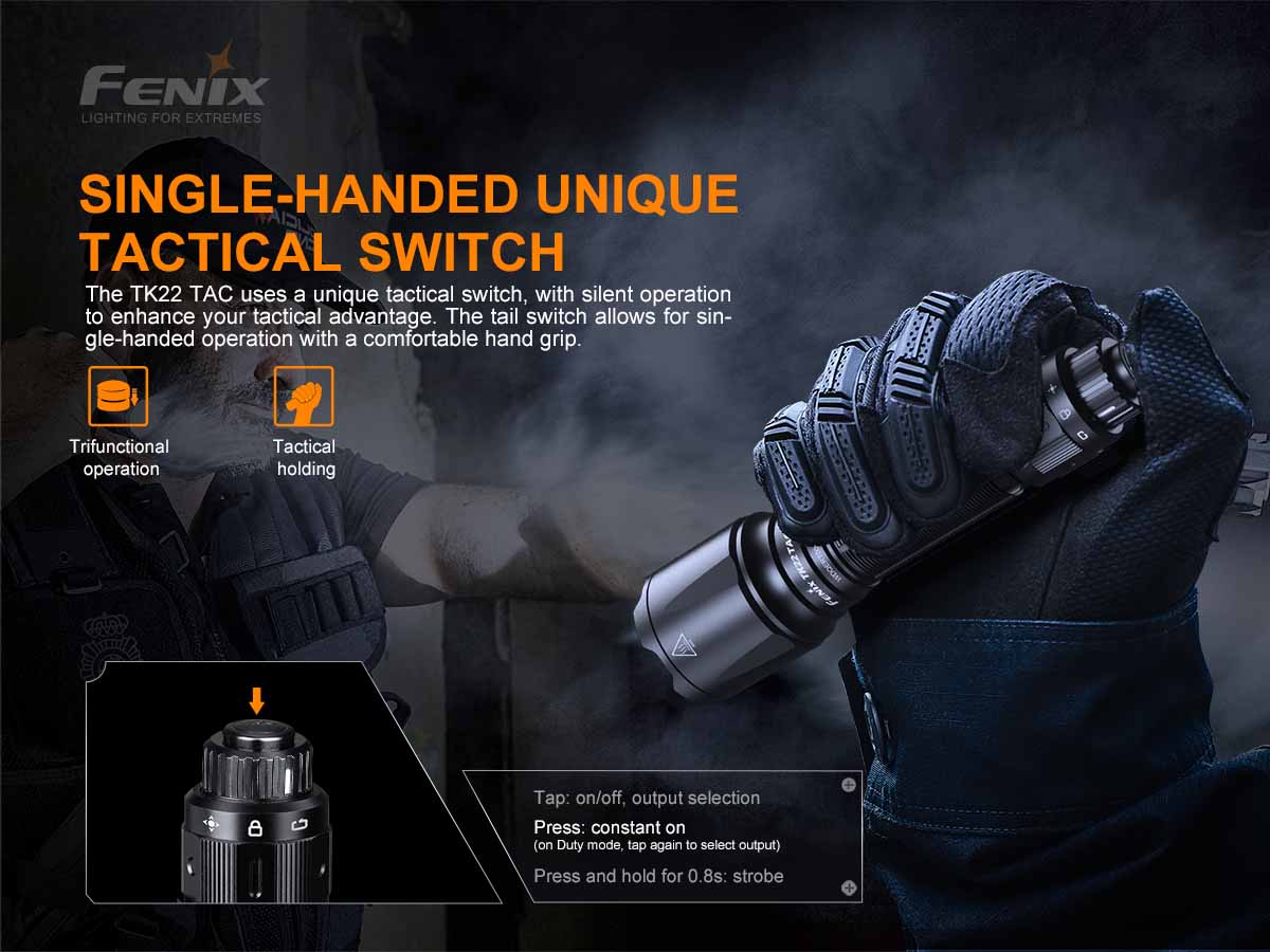 Fenix TK22 TAC Tactical Flashlight - 1000 Lumens, Rechargeable, Waterproof for Outdoor, Camping, Hunting & Emergency Use