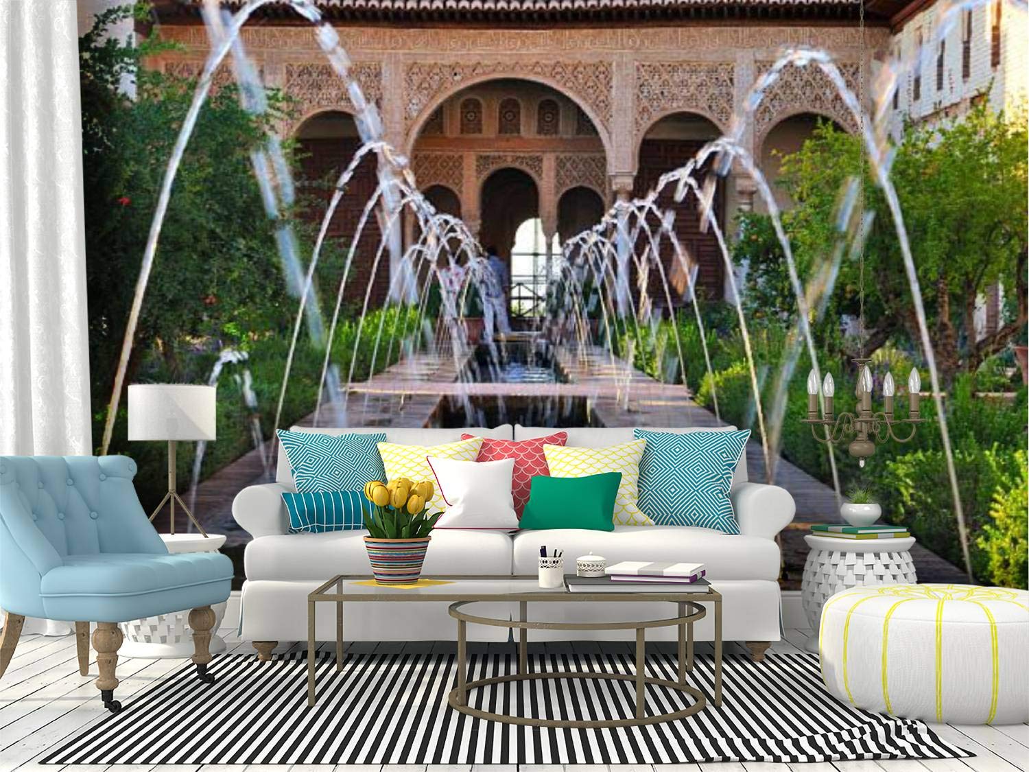 Alhambra Generalife Granada Andalucia Peel and Stick Wallpaper - Self Adhesive Removable Vinyl Wall Mural for Living Room, Bedroom, Office Decor - Large Wall Sticker Home Decoration Film Roll