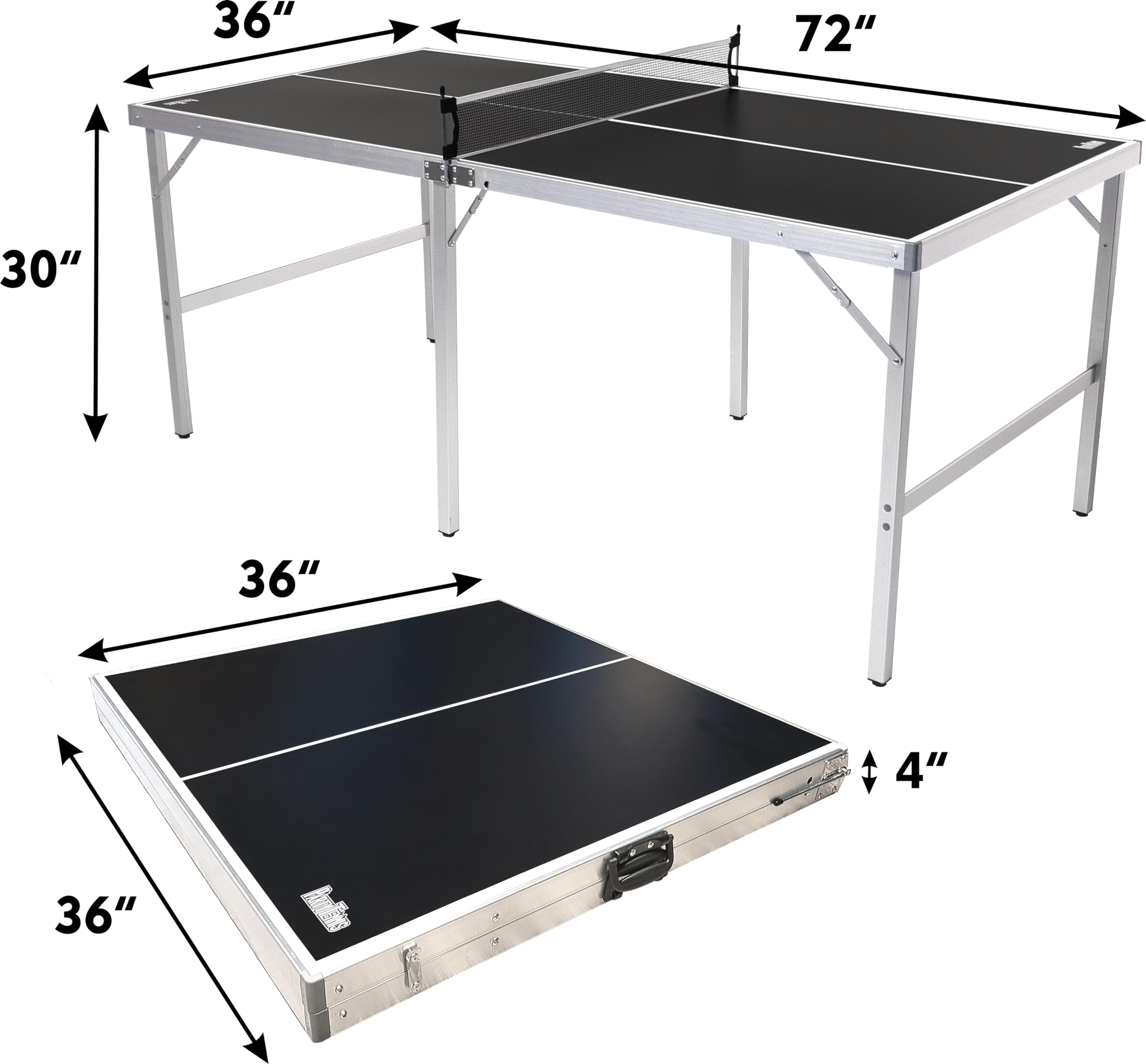 PartyLife 6ft x 3ft Portable Folding Ping Pong Table with Net, Paddles & Balls - Indoor/Outdoor Use for Kids & Adults | Optional LED Lights | Perfect for Game Rooms, Backyards & Parties