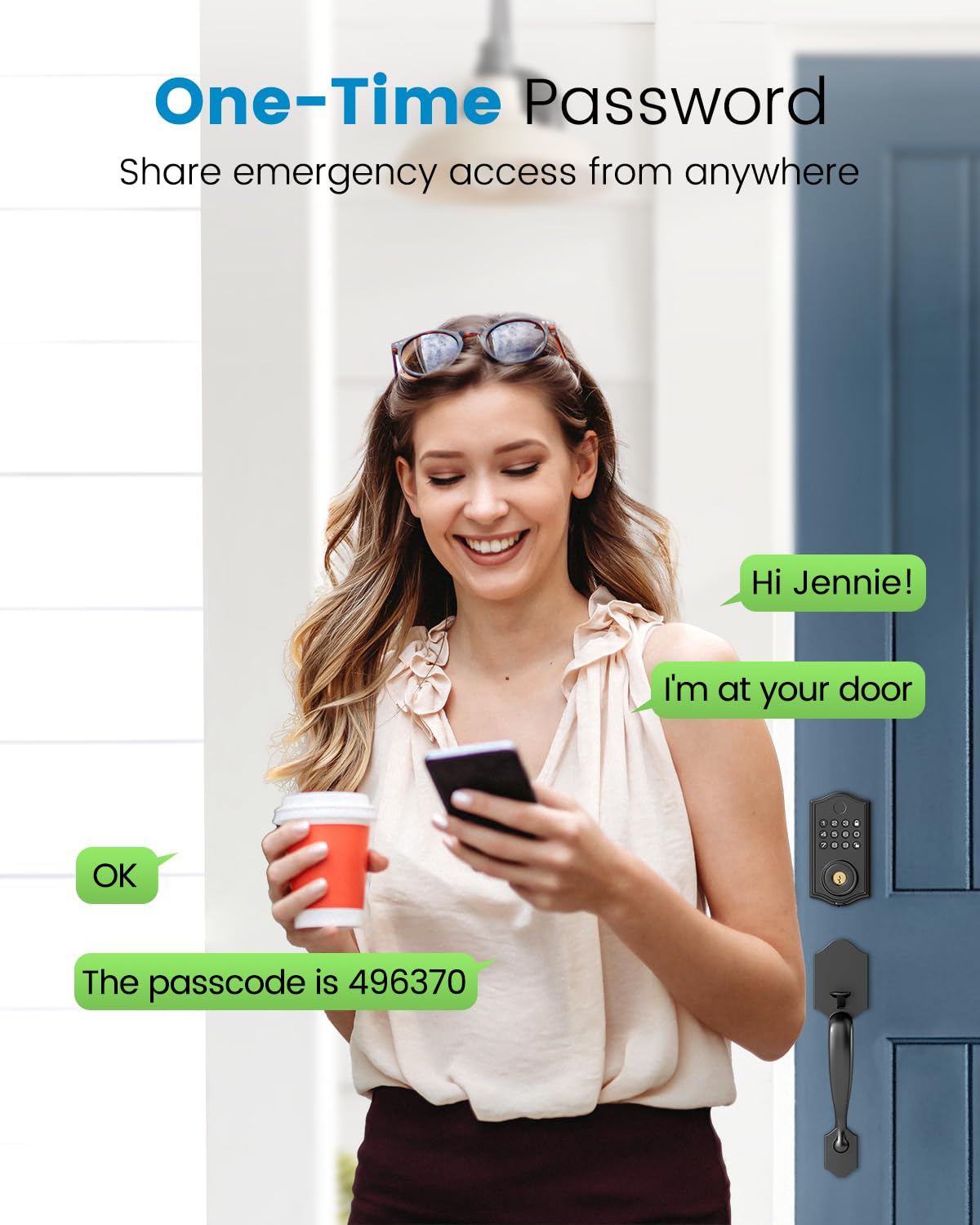 Smart Front Door Lock Set - Keyless Entry with APP Control, Fingerprint & Electronic Keypad, Auto Lock, Easy Installation (Black) - Secure Your Home with Modern Convenience for Families & Renters