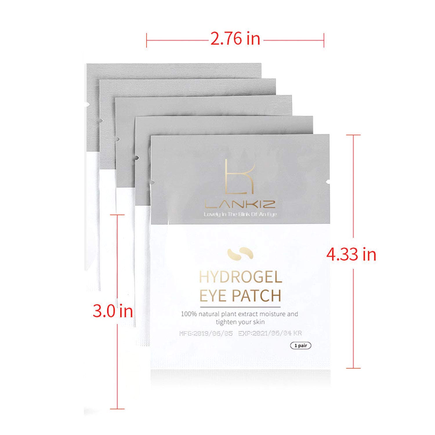 LANKIZ 100 Pairs Under Eye Gel Pads for Lash Extensions - 100% Natural Plant Extract Collagen Hydrogel Eye Mask | Dark Circle & Puffiness Relief | Moisturizing & Lint-Free | Perfect for Spa, Travel & Night Skincare Routine