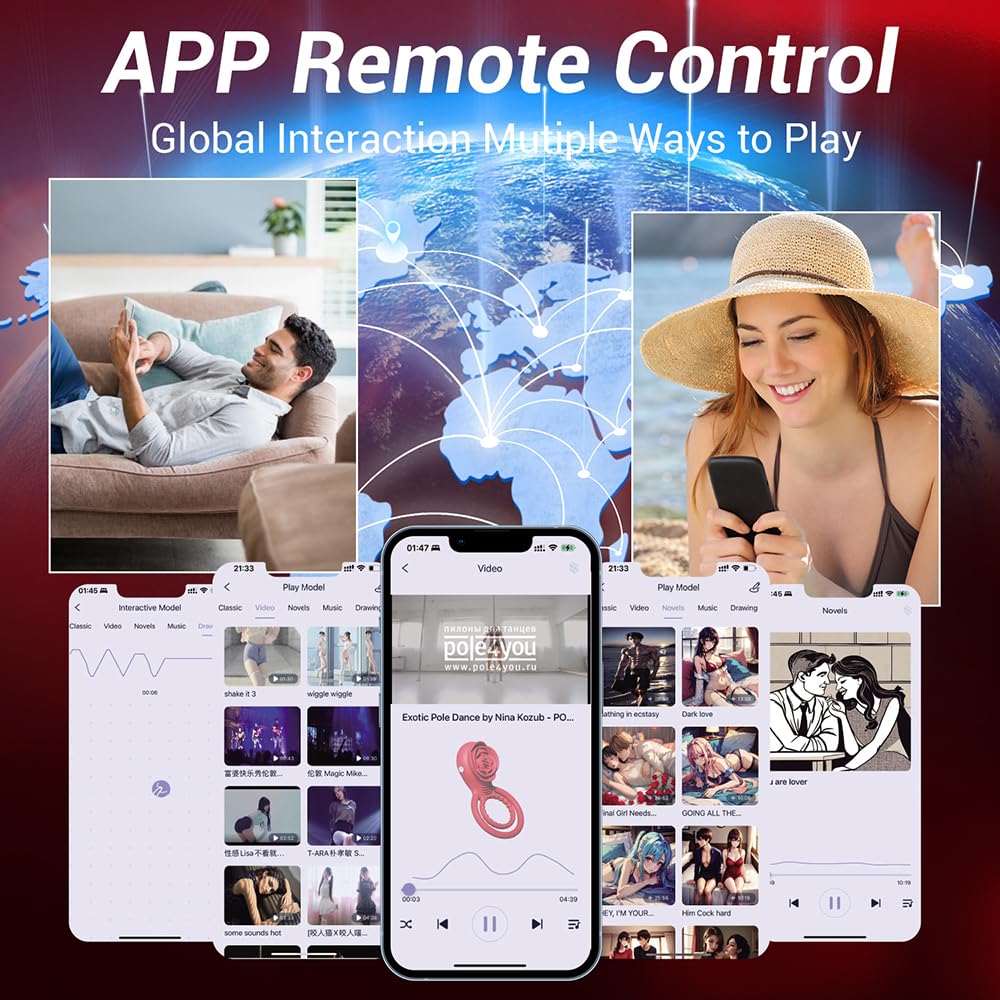 Premium Rose Vibrator - APP Controlled Couples Sex Toy with 10 Vibration Modes, Clitoral Stimulator & Penis Ring for Enhanced Pleasure - Perfect for Romantic Nights, Foreplay & Spicing Up Your Sex Life