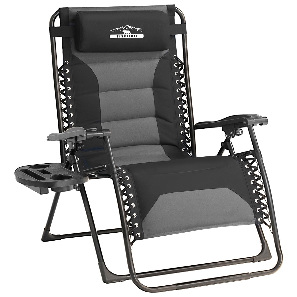 Zero Gravity Chair Oversized Recliner - Padded Folding Lounge Chair with Adjustable Pillow & Cup Holder - XL Anti Gravity Patio Chair for Outdoor, Camping, Backyard, Poolside Relaxation (Beige)