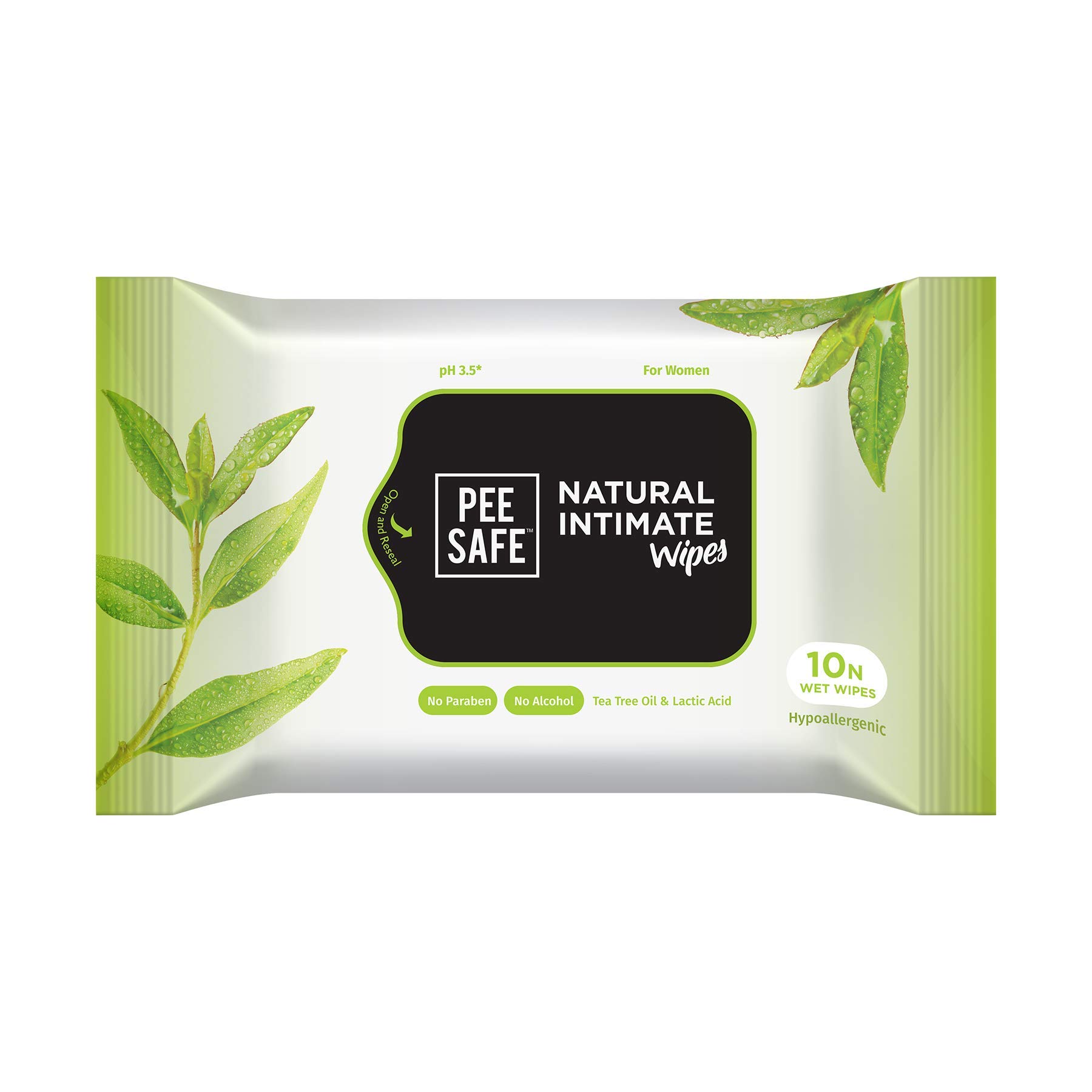 Pee Safe Natural Ayurvedic Intimate Wash for Women with Lemongrass Fragrance - 100% Alcohol-Free Feminine Hygiene (105ml) & pH-Balanced Intimate Wipes (10-Pack) | Gentle Cleansing for Daily Use, Travel & Post-Workout Care