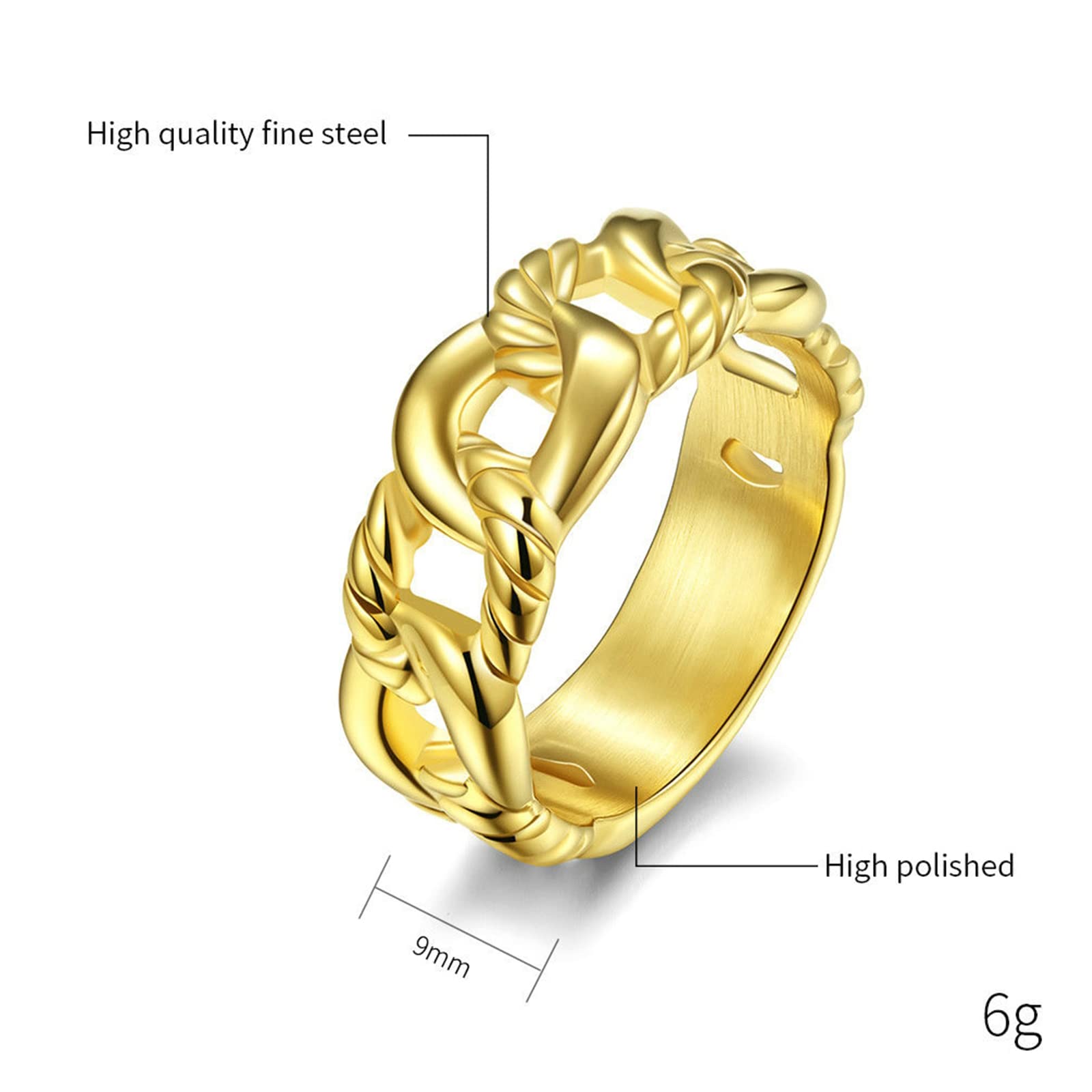 Bishilin Men's Wedding Band - 9MM Stainless Steel Ring in Silver, Black & Gold - Durable & Comfortable for Everyday Wear - Perfect for Weddings, Anniversaries & Special Occasions
