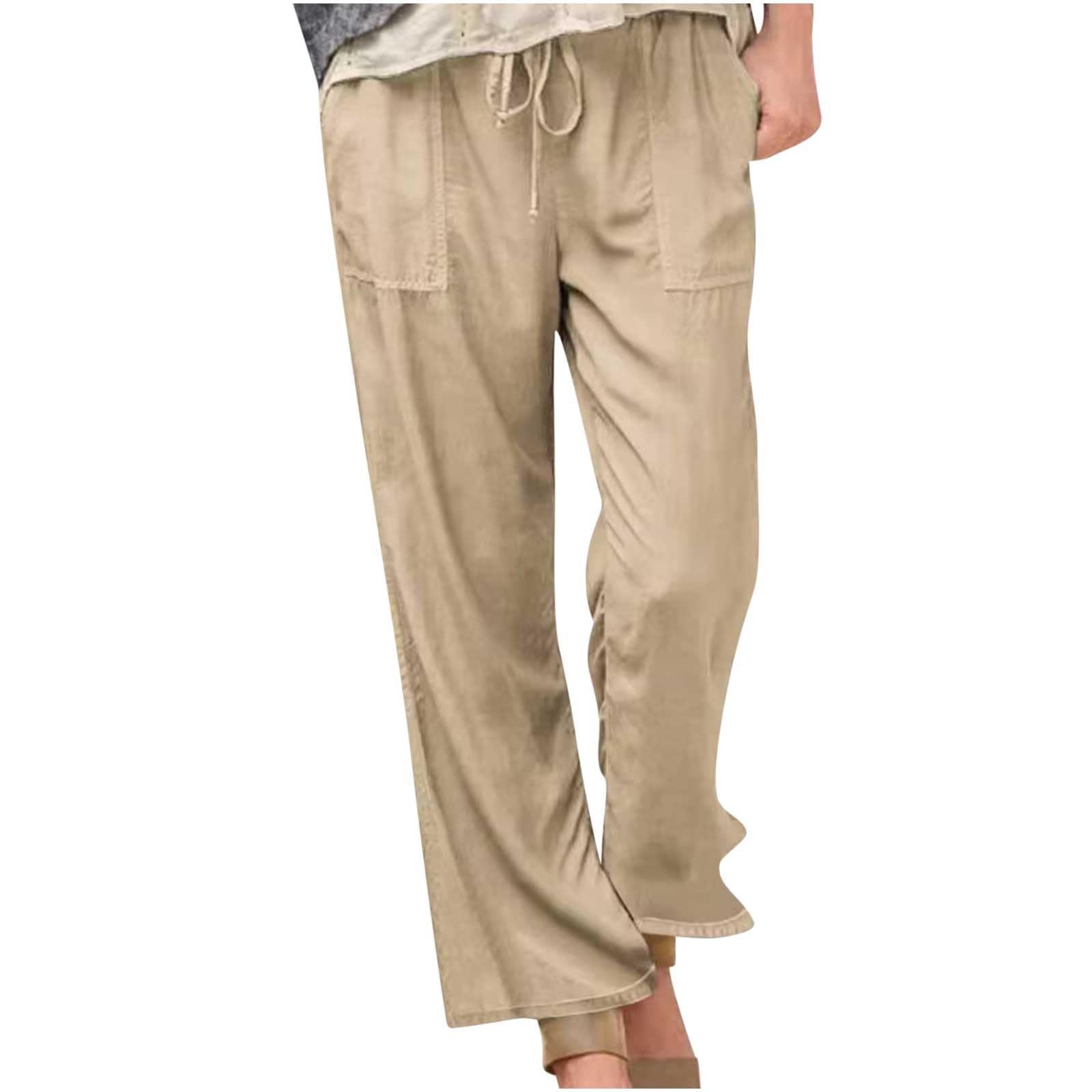 Breathable Linen Pants for Women - Summer Wide Leg Cropped Pants with Drawstring Waist | Casual Comfort for Beach, Travel & Everyday Wear