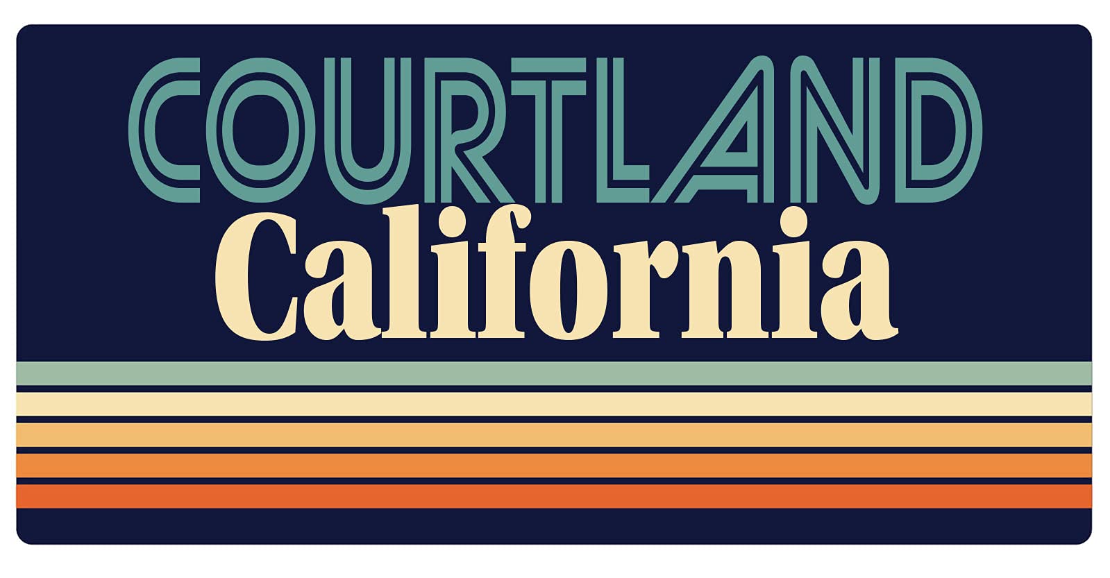 Vintage Retro Design Courtland California 5 x 2.5-Inch Refrigerator Magnet - Perfect for Kitchen Decor, Office Whiteboards & Travel Souvenirs