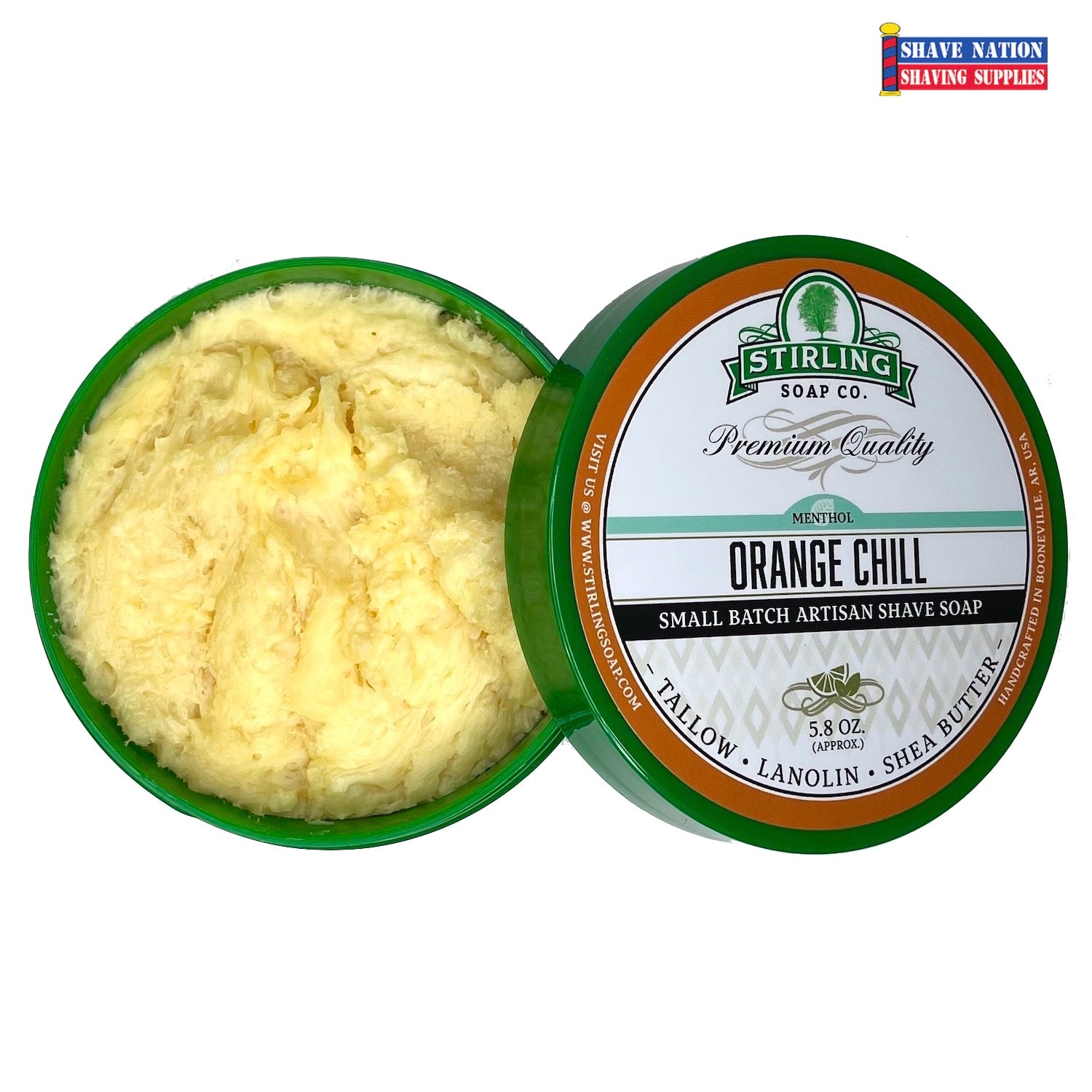 Premium Stirling Shaving Soap for Men - All-Natural Glycerin Shaving Soap Bar with Shea Butter & Essential Oils - Smooth, Close Shave for Sensitive Skin - Perfect for Wet Shaving, Travel & Grooming Kits
