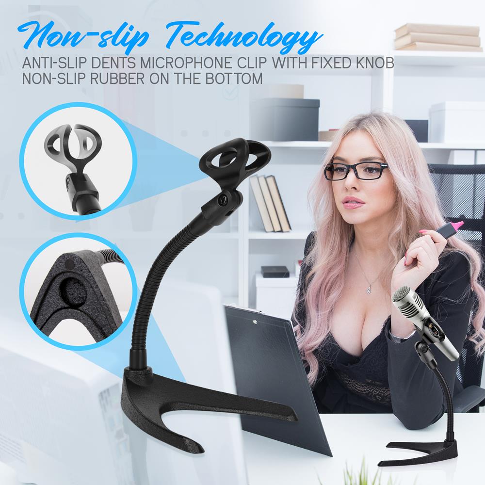 2 Pack Adjustable Desktop Microphone Stands for Podcasting, Streaming & Recording - Heavy Duty Clamp Mount with Shock Absorber for Condenser Mics (Perfect for Home Studio, Gaming & Voice Overs)