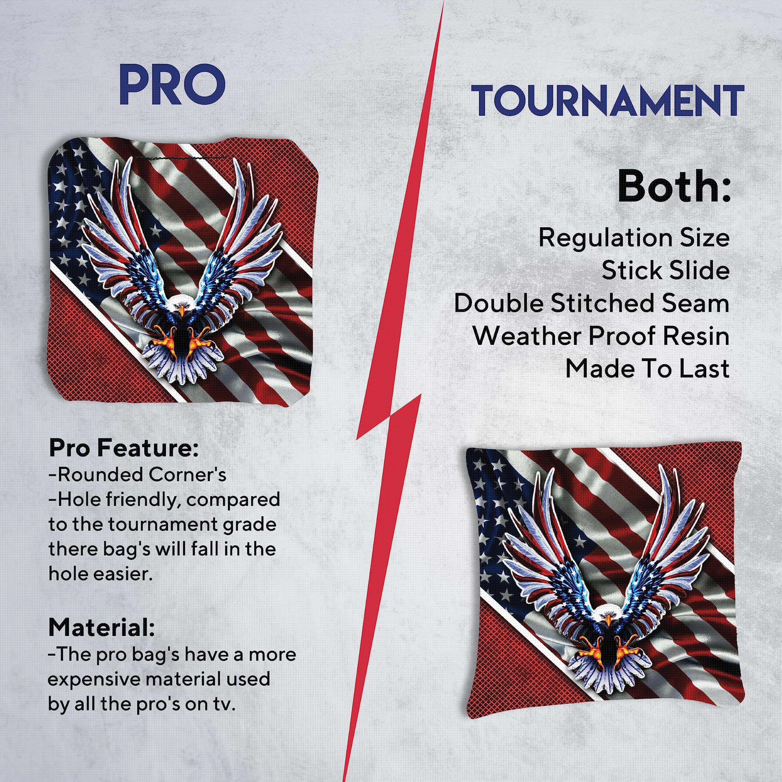 BackYardGamesUSA Professional Tournament Cornhole Bags Set - 8 Regulation Slick & Stick Bean Bags for Cornhole Games | Perfect for Backyard Parties, Tailgating & Outdoor Events