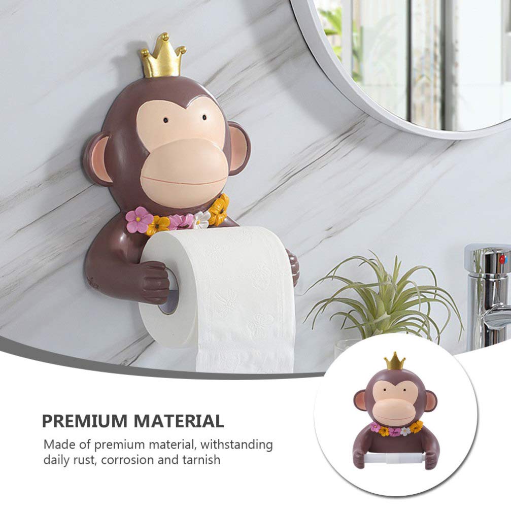 Monkey Roll Paper Holder - Retractable Wall-Mounted Tissue Dispenser for Bathroom, No Drill Resin Toilet Paper Stand with Decorative Monkey Figure - Perfect for Home, Office, and RV Use