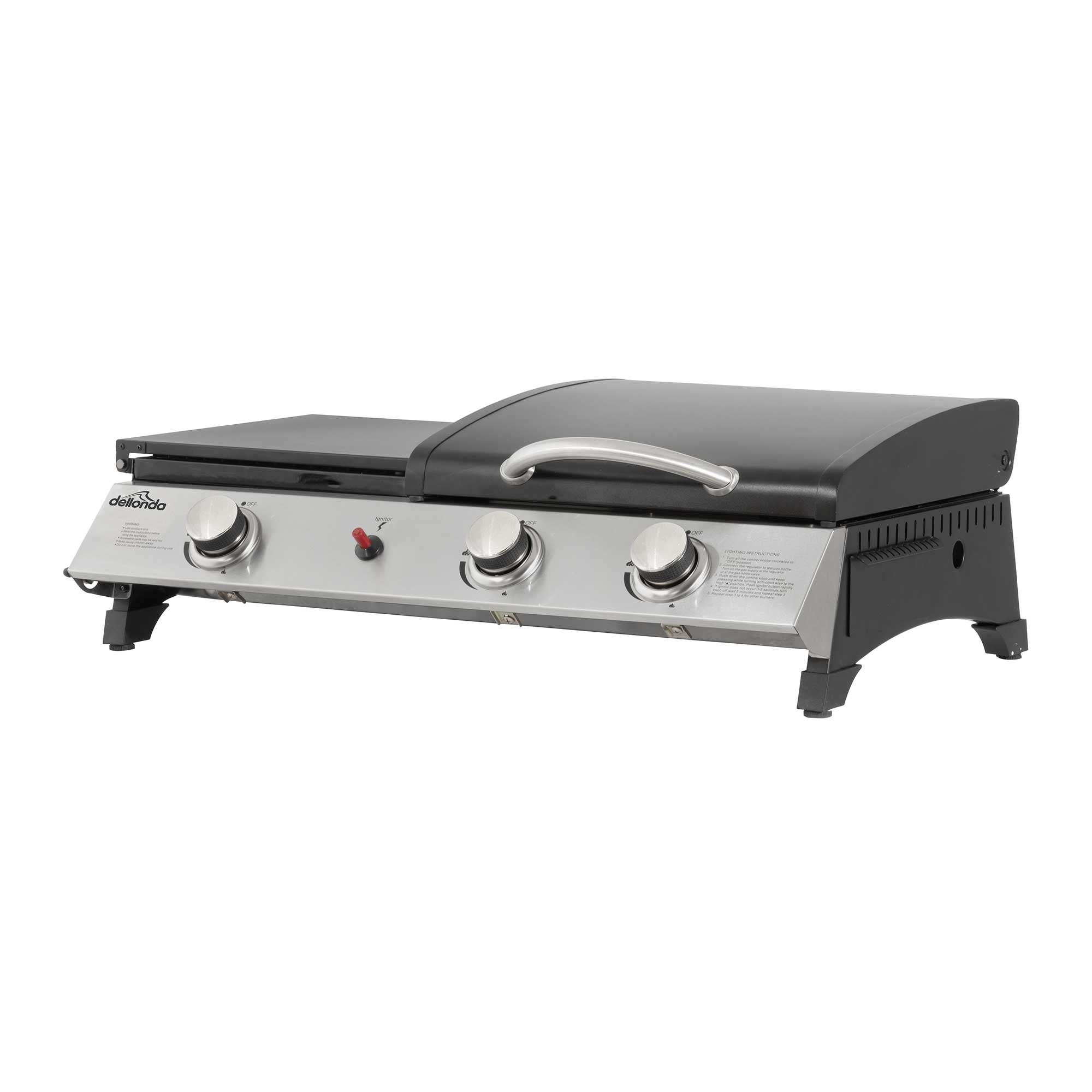 2+1 Burner Portable Gas Grill & Griddle - 8.5kW Stainless Steel Outdoor BBQ Hot Plate for Camping, Tailgating & Backyard Cooking (Model DG276)
