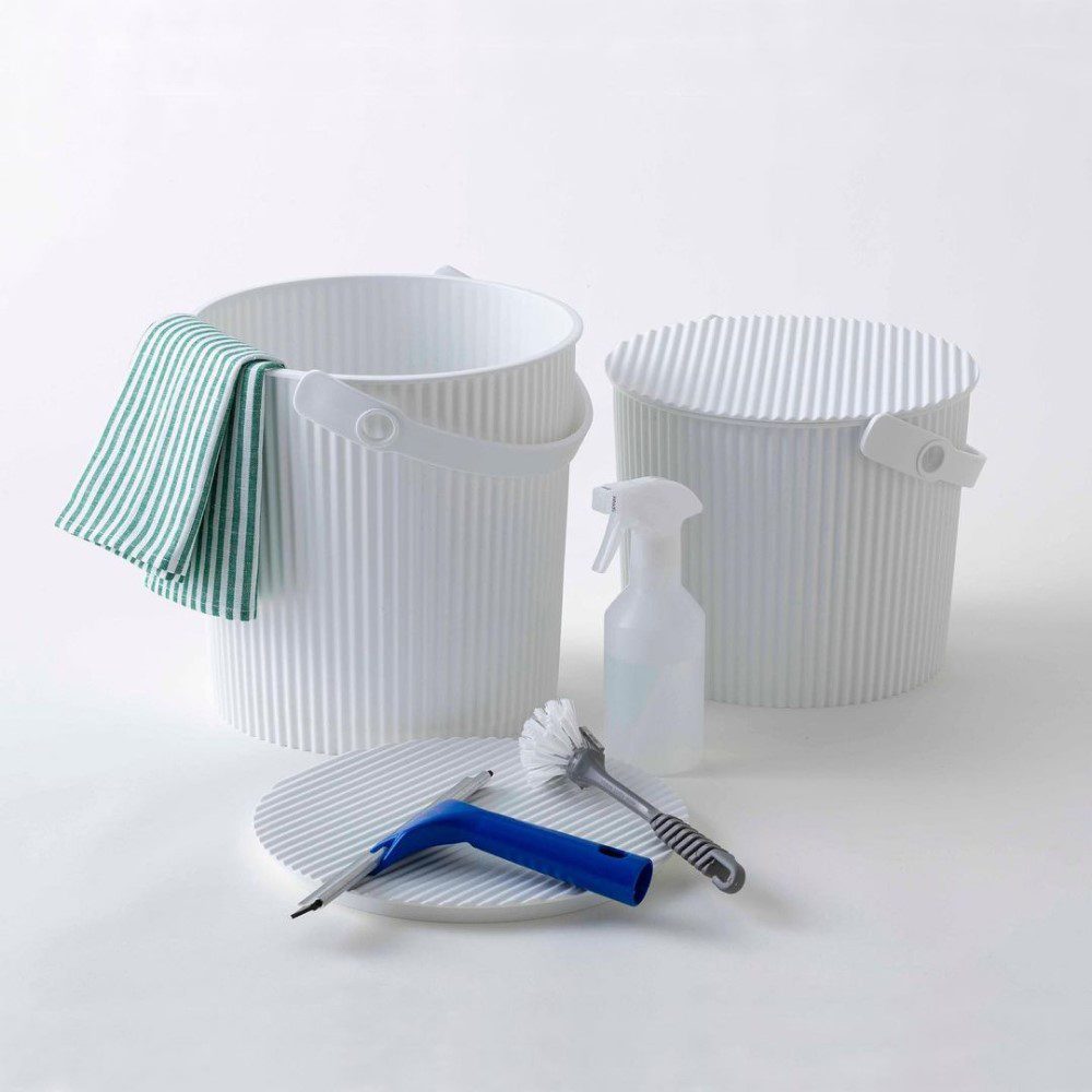 HACHIMAN KASEI OmnioUtil 4L White Compost Bin & Storage Container for Kitchen, Garden, and Organic Waste Recycling