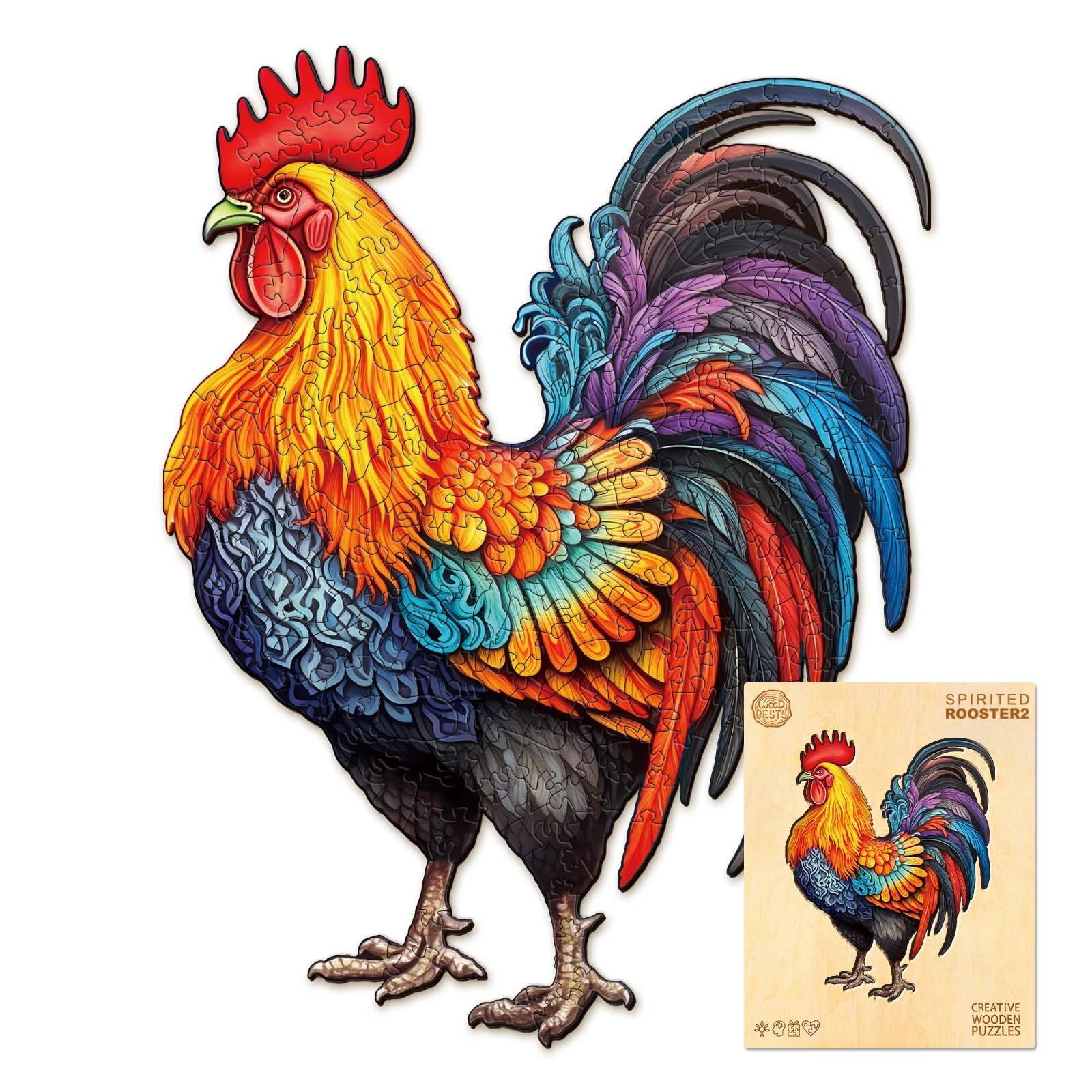 Premium 100-Piece Wooden Rooster Puzzle for Adults - Challenging & Unique Jigsaw Puzzle Gift for Women & Men (10.2 x 7.8 Inches) - Perfect for Relaxation, Stress Relief & Home Decor