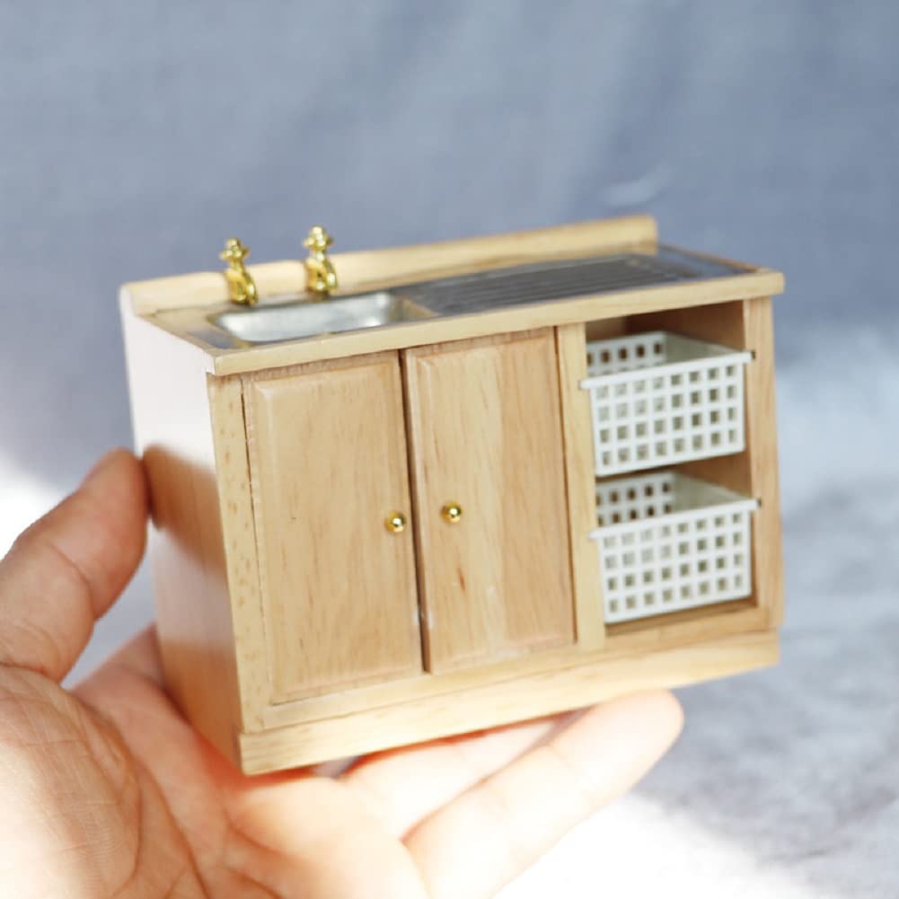 1:12 Scale Miniature Dollhouse Kitchen Sink & Bathroom Basin Set - Belfast Style Cabinet Sink Unit Accessories for Dollhouse Decor, DIY Mini Scenes & Model Home Furnishings - Perfect for Dollhouse Collectors, Miniature Enthusiasts & DIY Craft Projects
