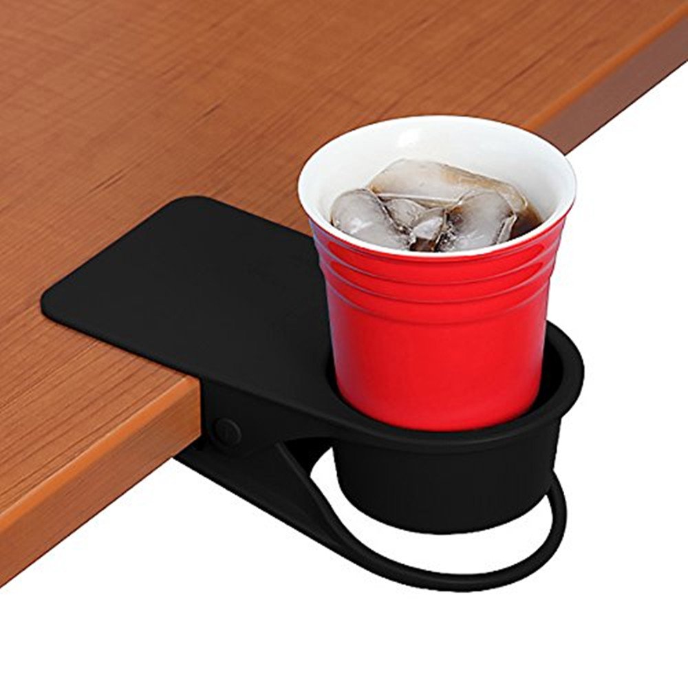 Sturdy Drink Cup Holder Clip for Home & Office - Adjustable Table Desk Side Mount for Water Bottles, Coffee Mugs & Beverage Cans | Perfect for Workstations, Study Desks & Car Use