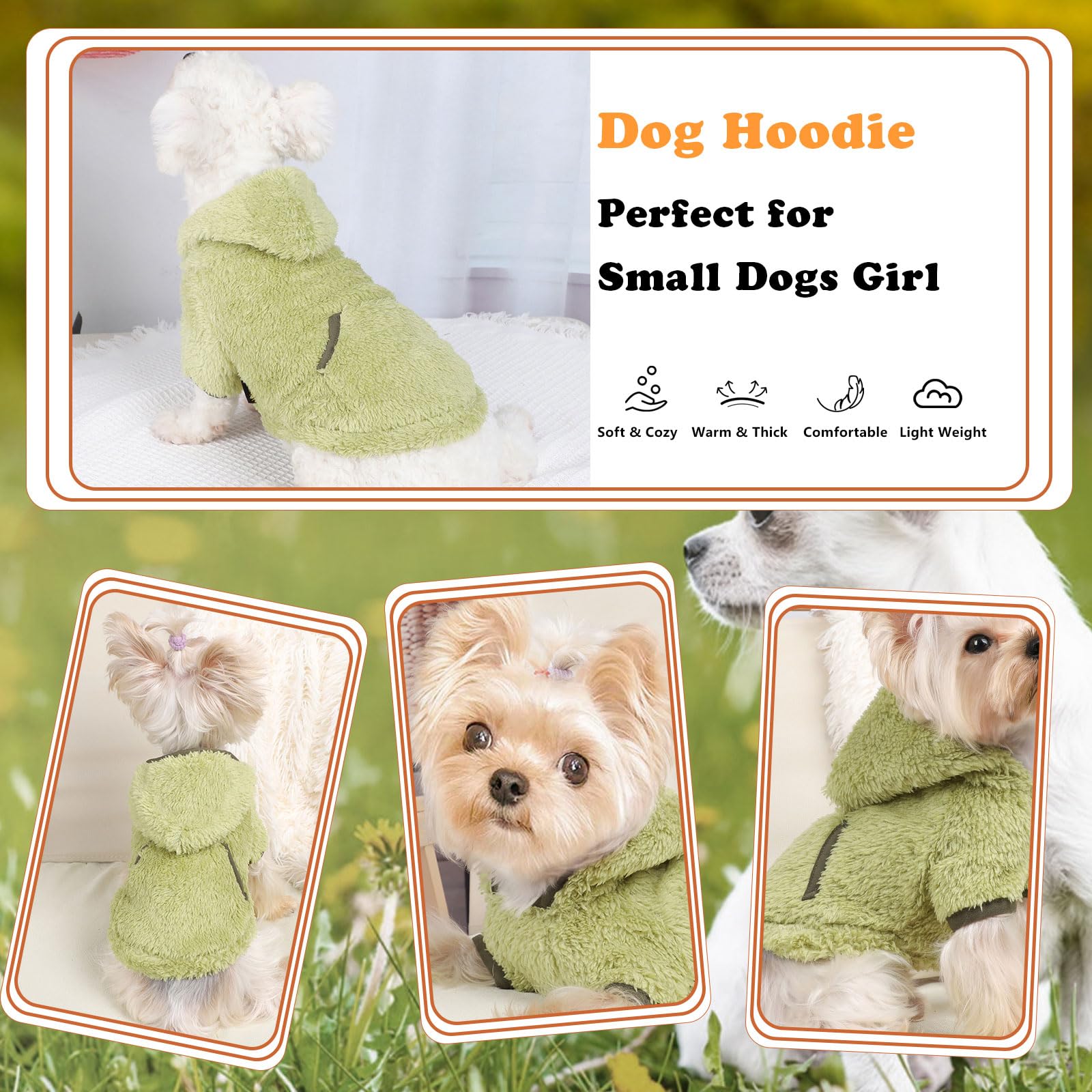 Spring Dog Sweater for Small Dogs - Cozy Pet Hoodie for Chihuahua, Yorkie & Cats - XXS Green - Perfect for Outdoor Walks & Indoor Comfort