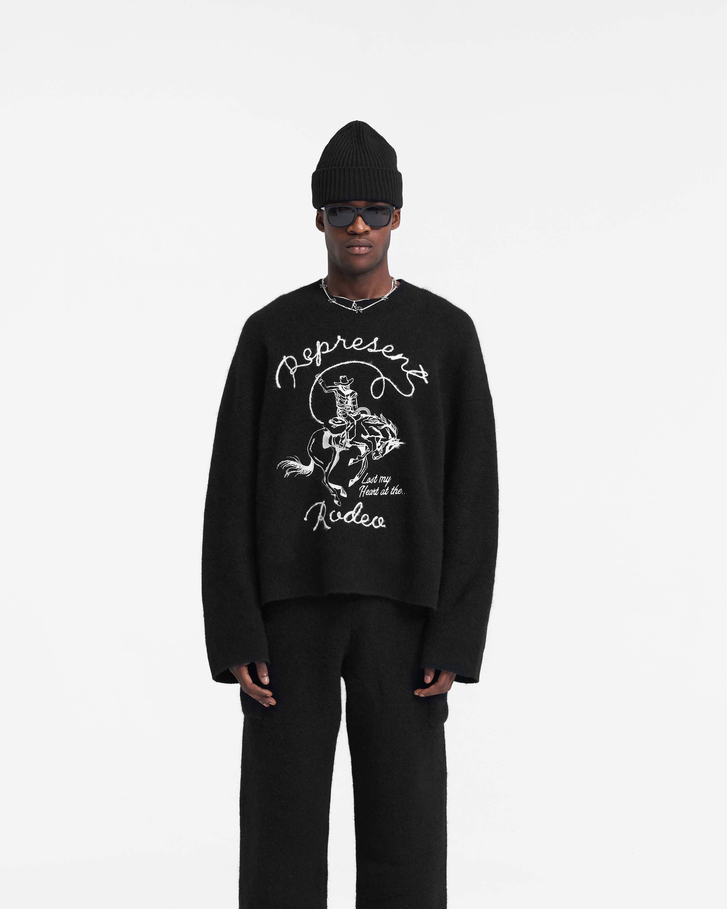 Premium Western Knit Sweatshirt for Men & Women | Soft Cotton Blend | Jet Black | Casual Wear & Outdoor Activities