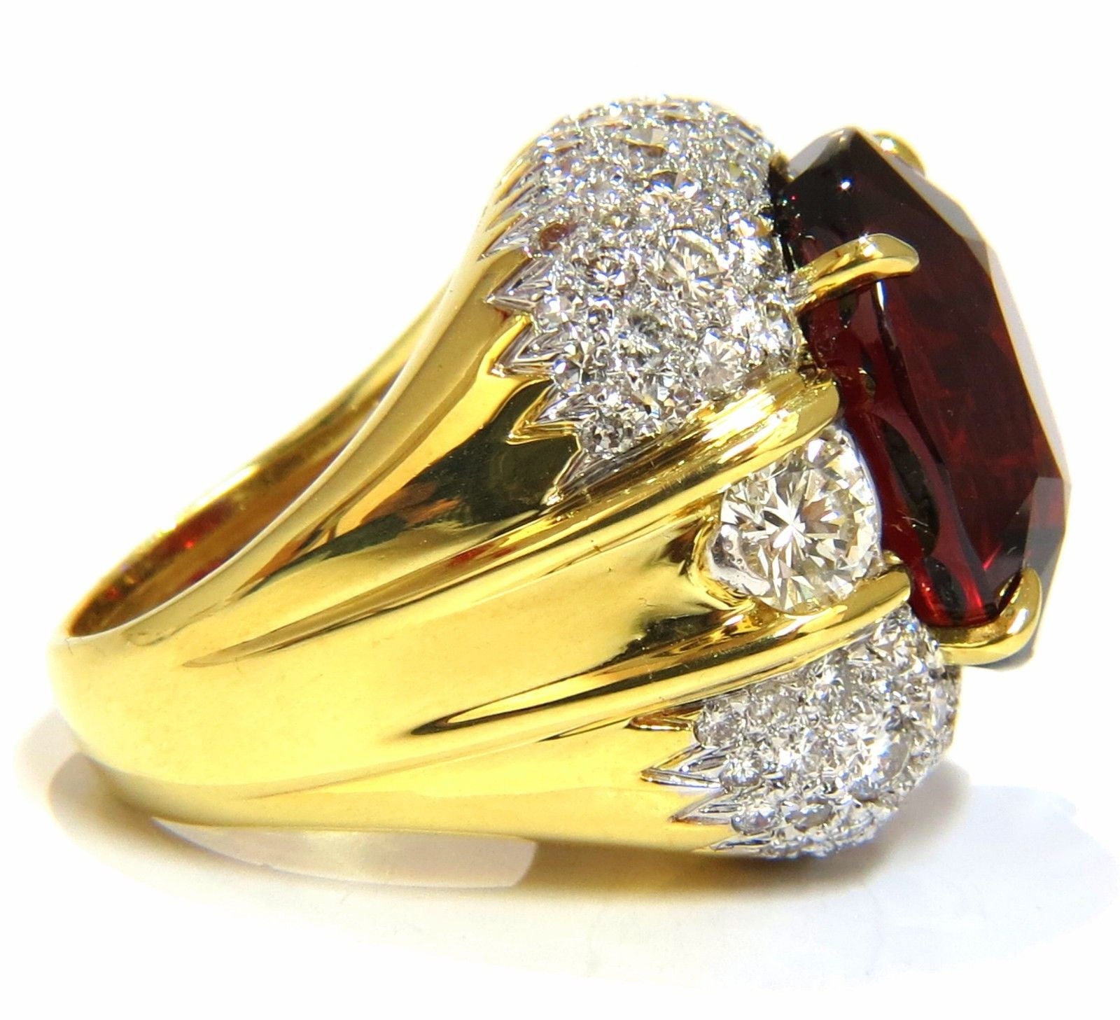 32.64ct GIA Certified Natural Red Spessartite Garnet Diamond Ring in 18K Gold - Elegant Raised Dome Design for Weddings, Anniversaries & Special Occasions