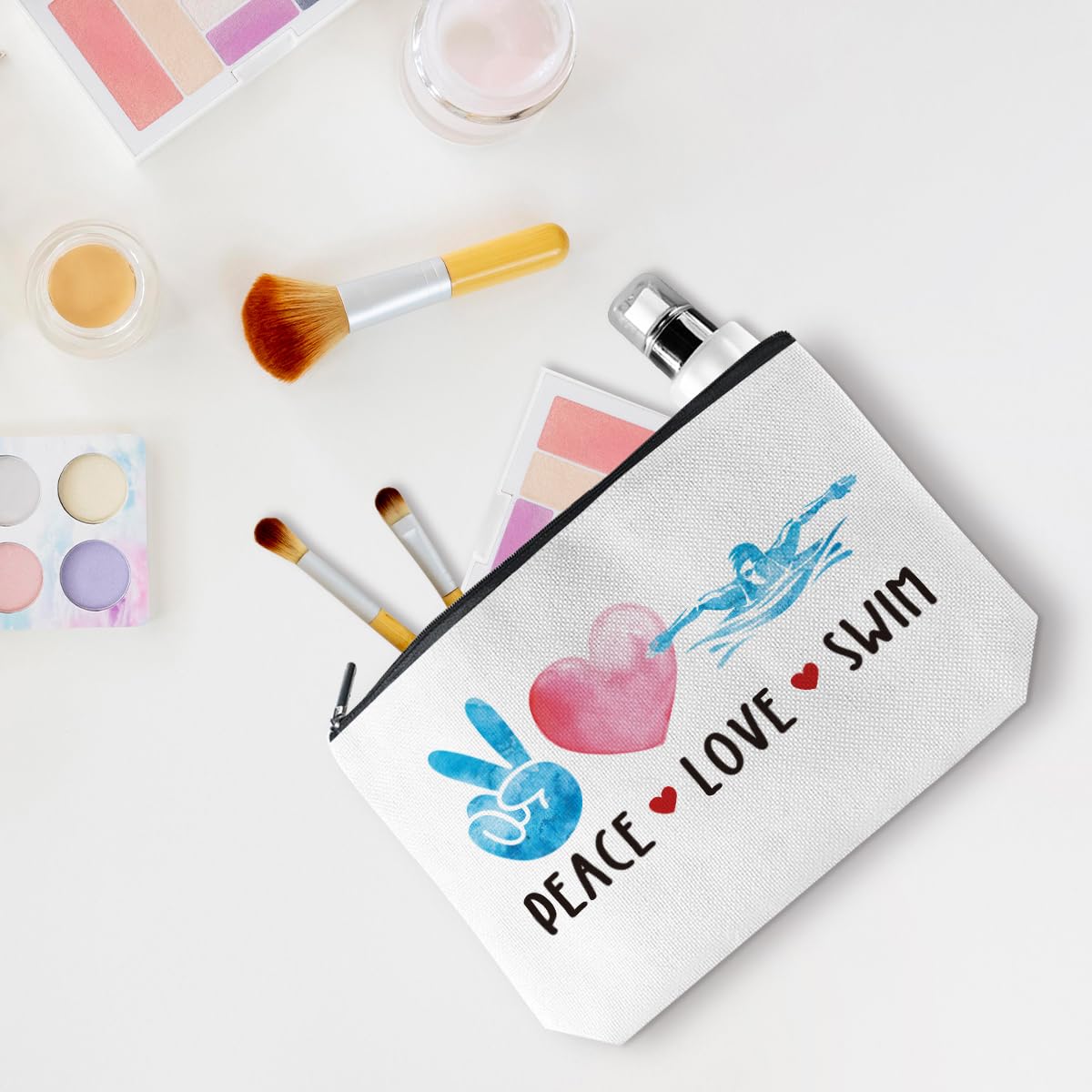 Swimming Coach Gift Set - Waterproof Makeup & Cosmetic Bag for Women, Girls, Swim Team - Perfect for Swim Teachers, Friends, Sisters, Nieces - Great for Graduation, Mother's Day, Birthday - Ideal for Poolside, Beach & Travel Essentials