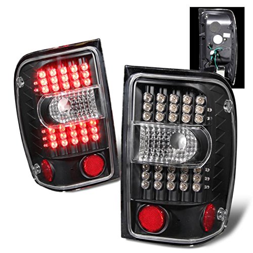 Premium Black LED Tail Lights G2 Assembly Set for Ford Ranger (2011-2023) - Left Driver & Right Passenger Side Replacement - Enhanced Visibility & Modern Style for Off-Roading, Night Driving & Custom Truck Upgrades