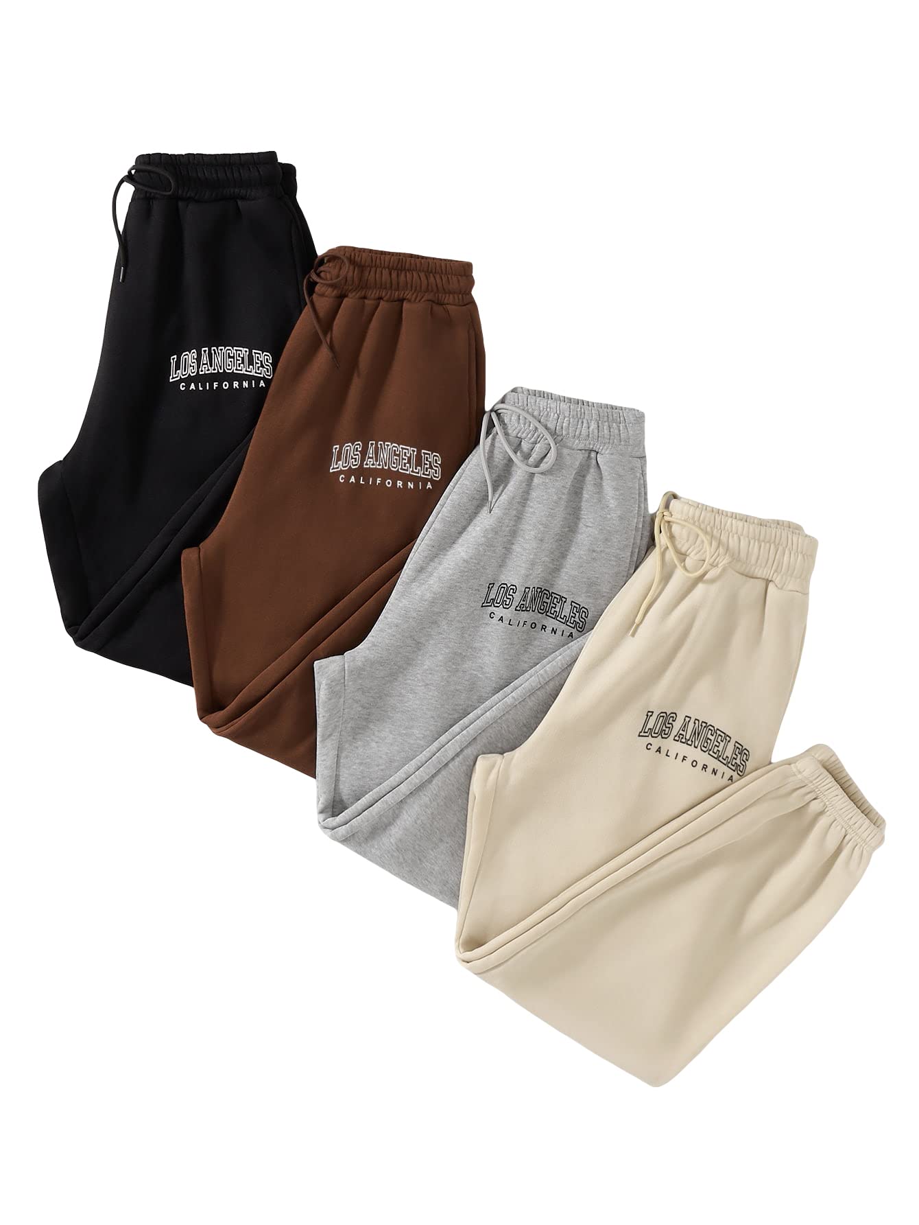 SHENHE Women's 4-Piece High Waisted Yoga Sweatpants Set - Soft Lounge Joggers with Drawstring Waistband for Home, Workout & Casual Wear