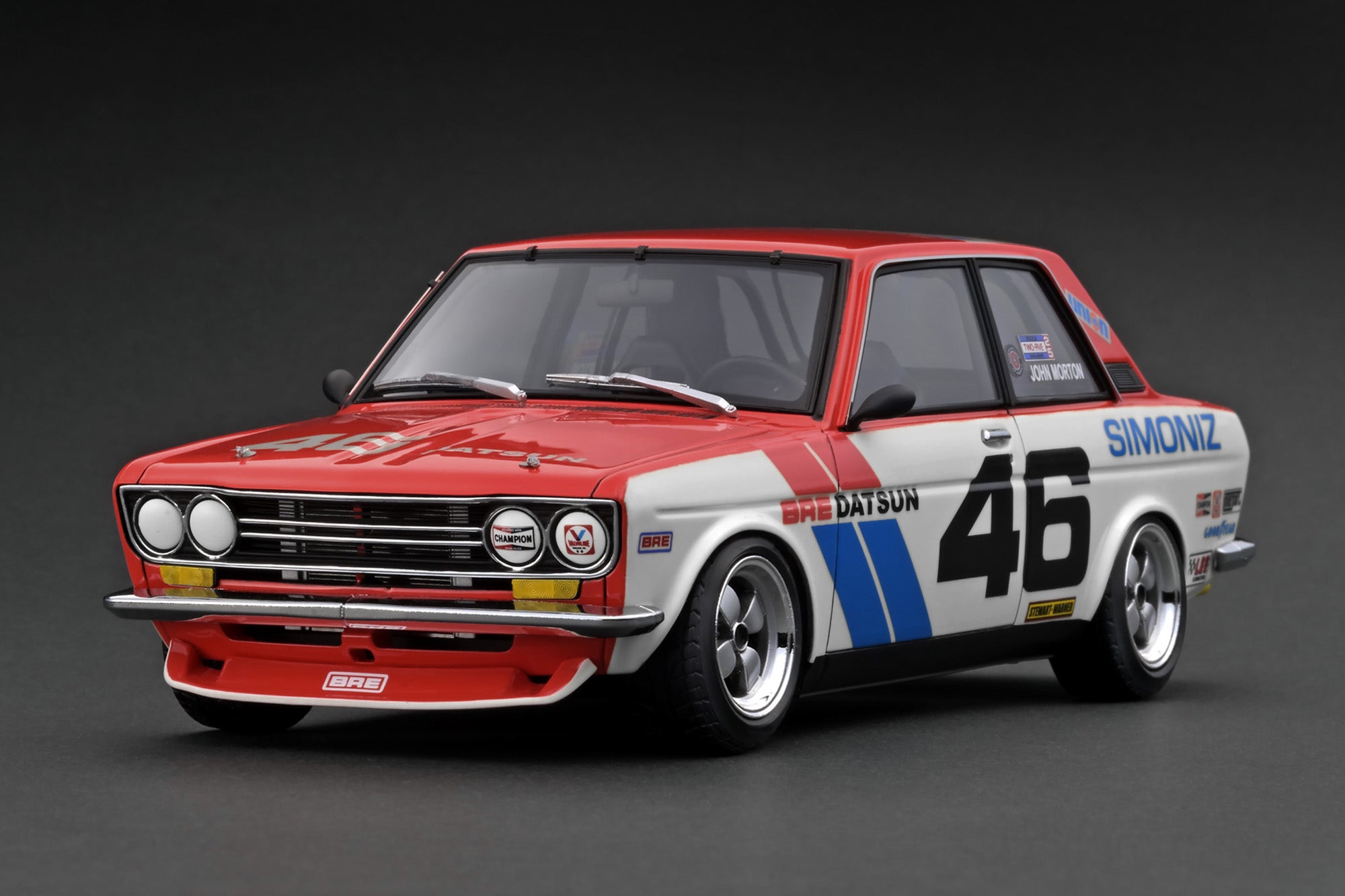 1:18 Scale Datsun Bluebird 510 Diecast Model Car - #46 Red & White Racing Livery - Collectible Vintage Japanese Vehicle for Display & Racing Enthusiasts (Perfect for Home Office Decor, Car Shows & Gift Giving)