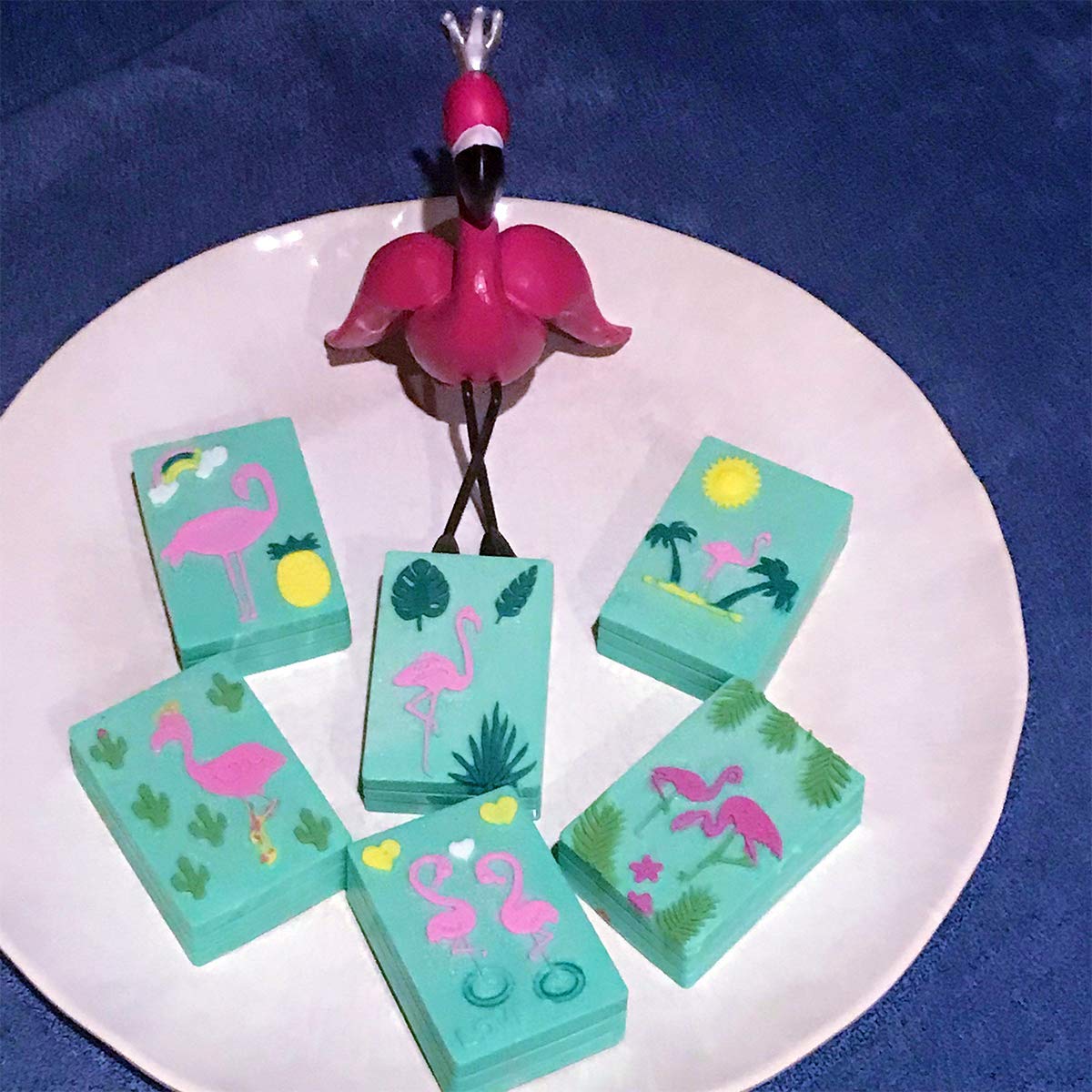 6-Cavity Tropical Hawaiian Silicone Soap Mold Set - Flamingo, Palm Leaves, Pineapple & Cactus Designs for DIY Handmade Soap Making, Candle & Resin Crafts - Perfect for Beach-Themed Bathroom Decor & Gift Making