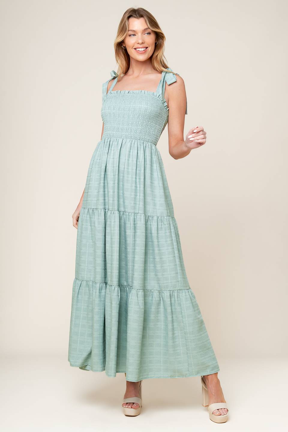 Elegant Dusty Teal Maxi Dress by Ocean Breezes | Flowy Beach Cover Up & Summer Evening Wear
